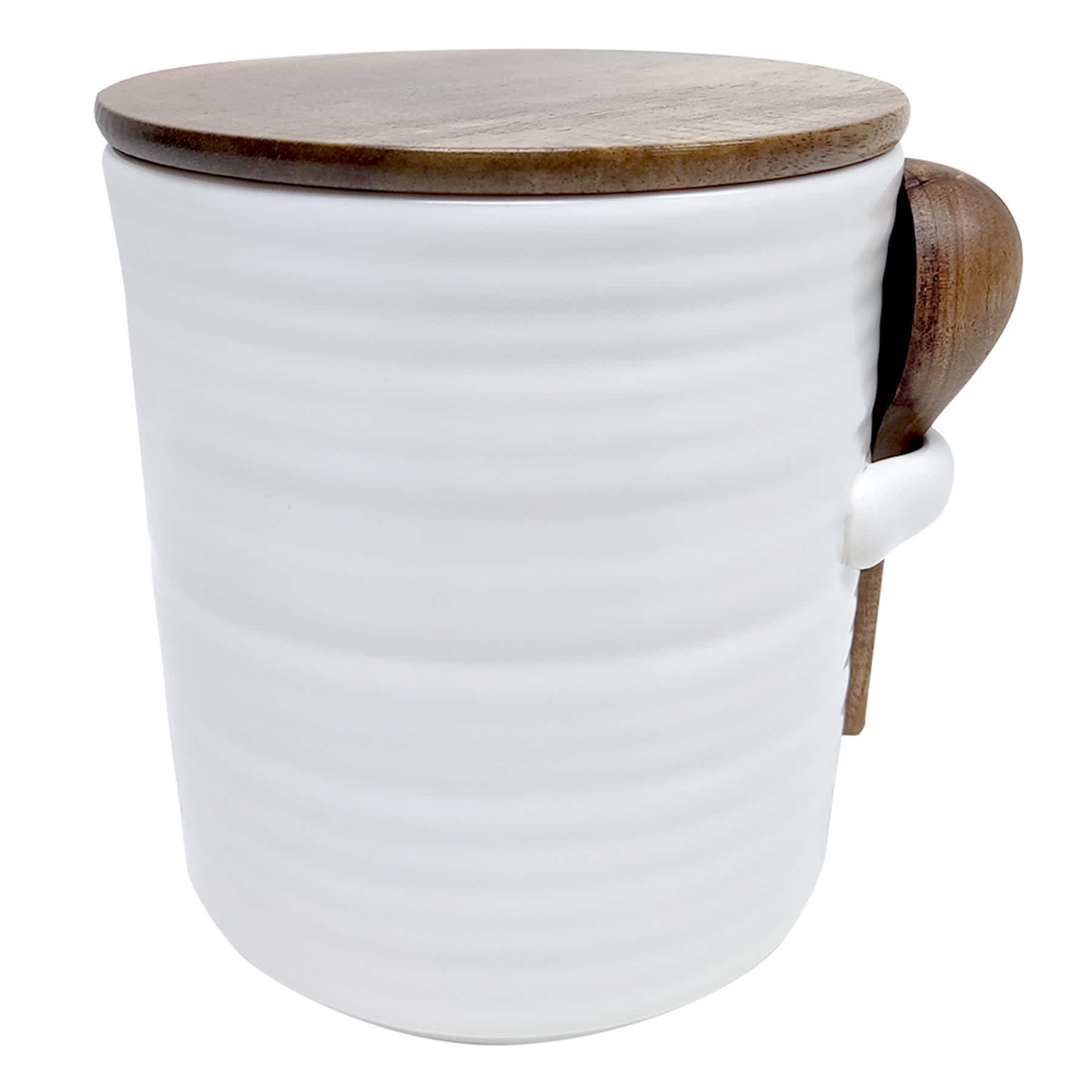 Honeybloom Ceramic Canister with Wooden Lid & Spoon, Small