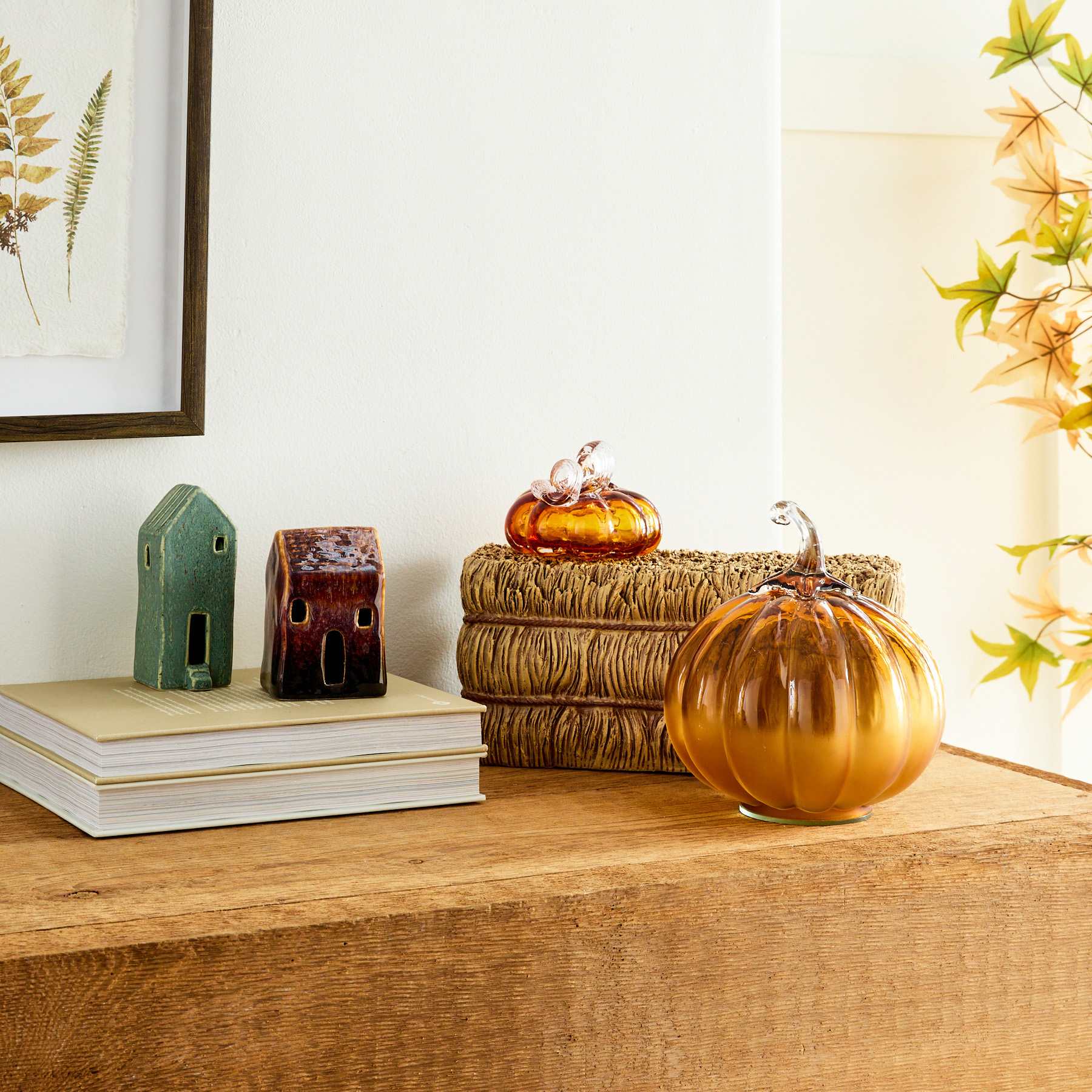 Amber Glass Pumpkin, 4"