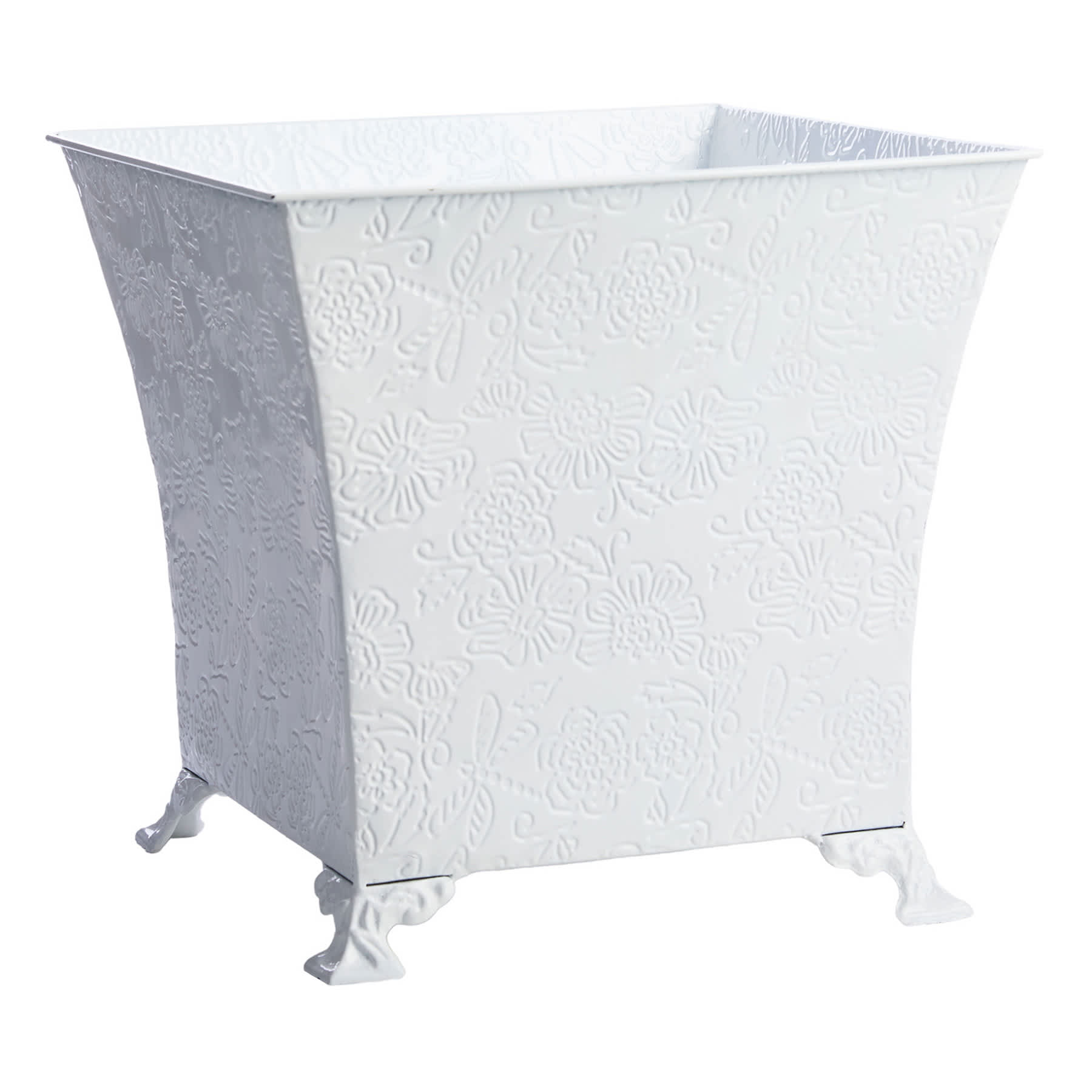 Providence White Metal Outdoor Planter, Medium