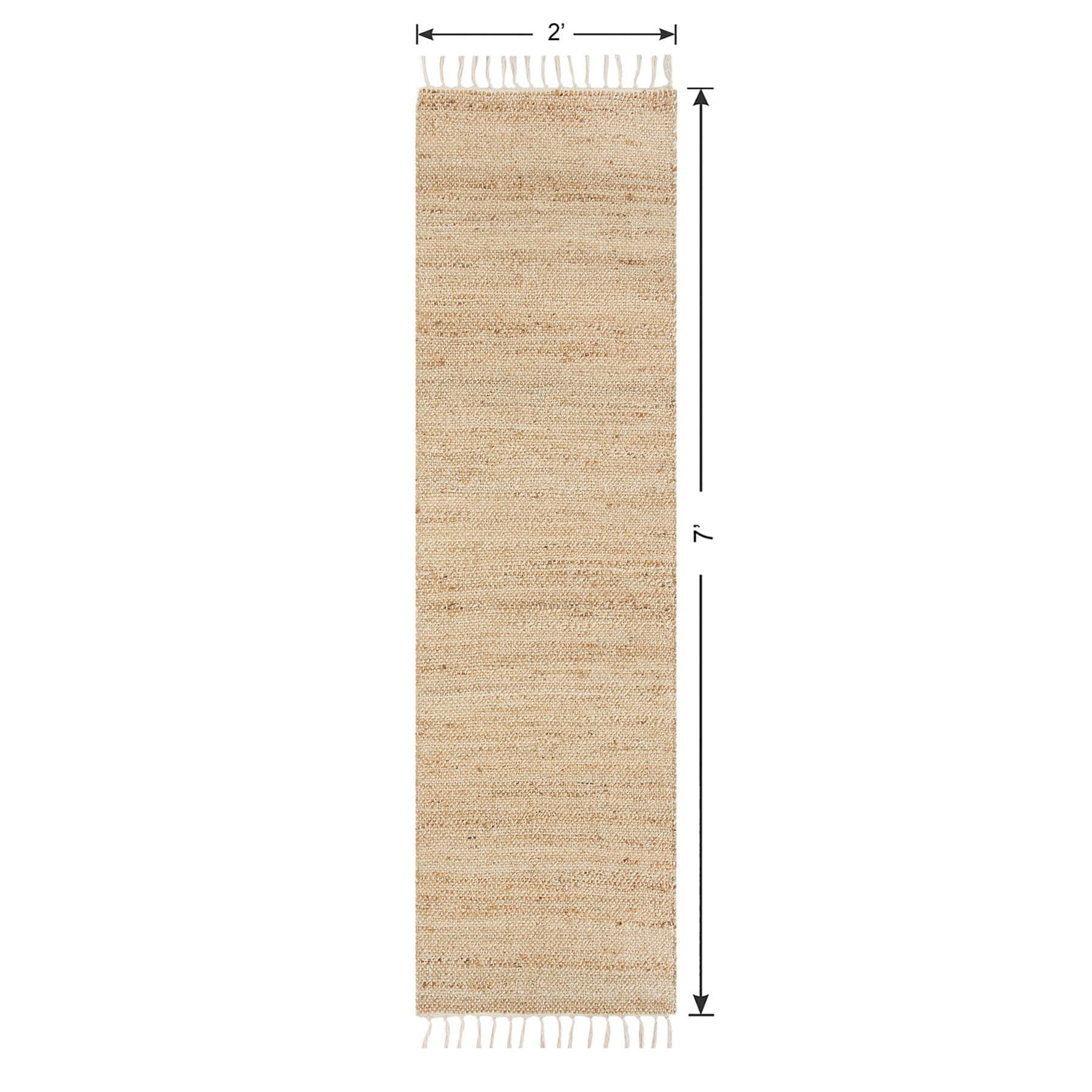 (B825) Honeybloom Lawrence Jute Fringe Runner, 2x7