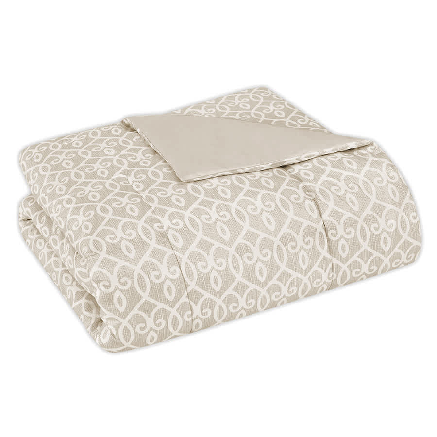8-Piece Jenna Natural Lattice Print Essential Comforter Set, Full