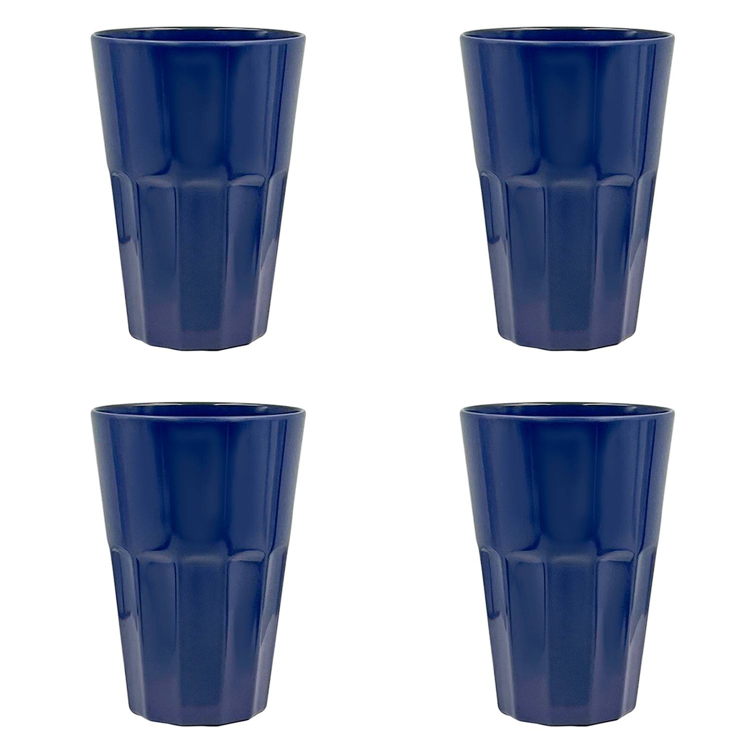 Set of 4 Solid Blue Melamine Tumblers, 13oz