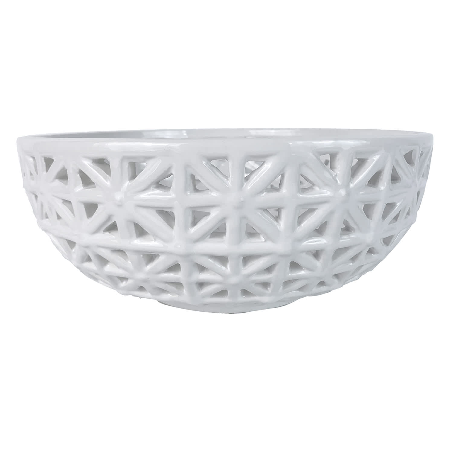 Providence White Cutout Ceramic Bowl, 12x5