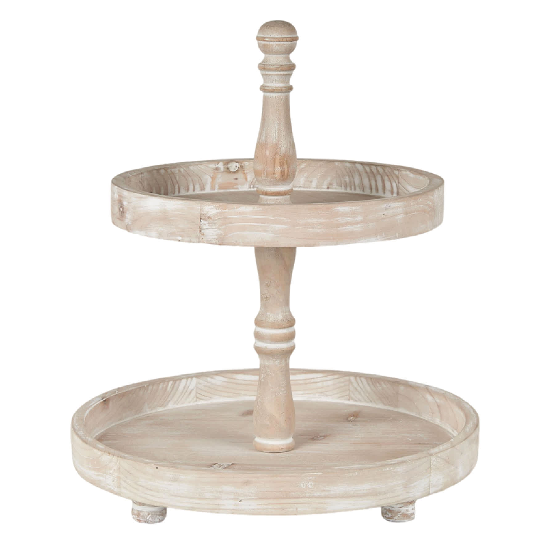 White Wood Two-Tier Stand, 15.6"