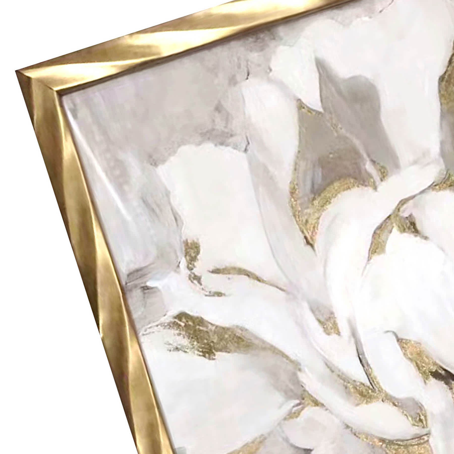 Providence Glass Framed White & Gold Peonies Print Wall Art, 17"