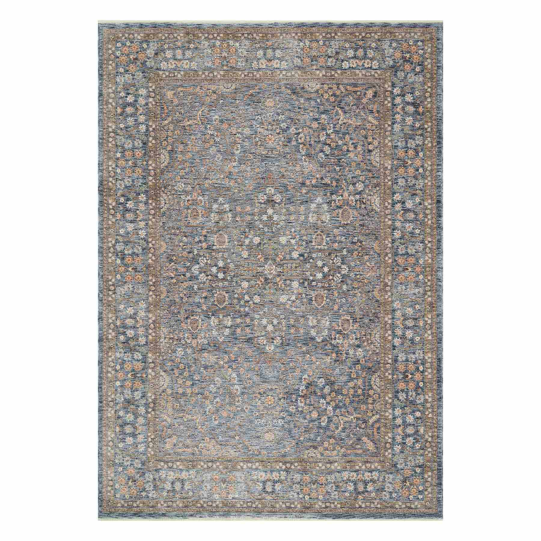 (A495) Honeybloom Ballard Blue Floral Medallion Area Rug, 5x7