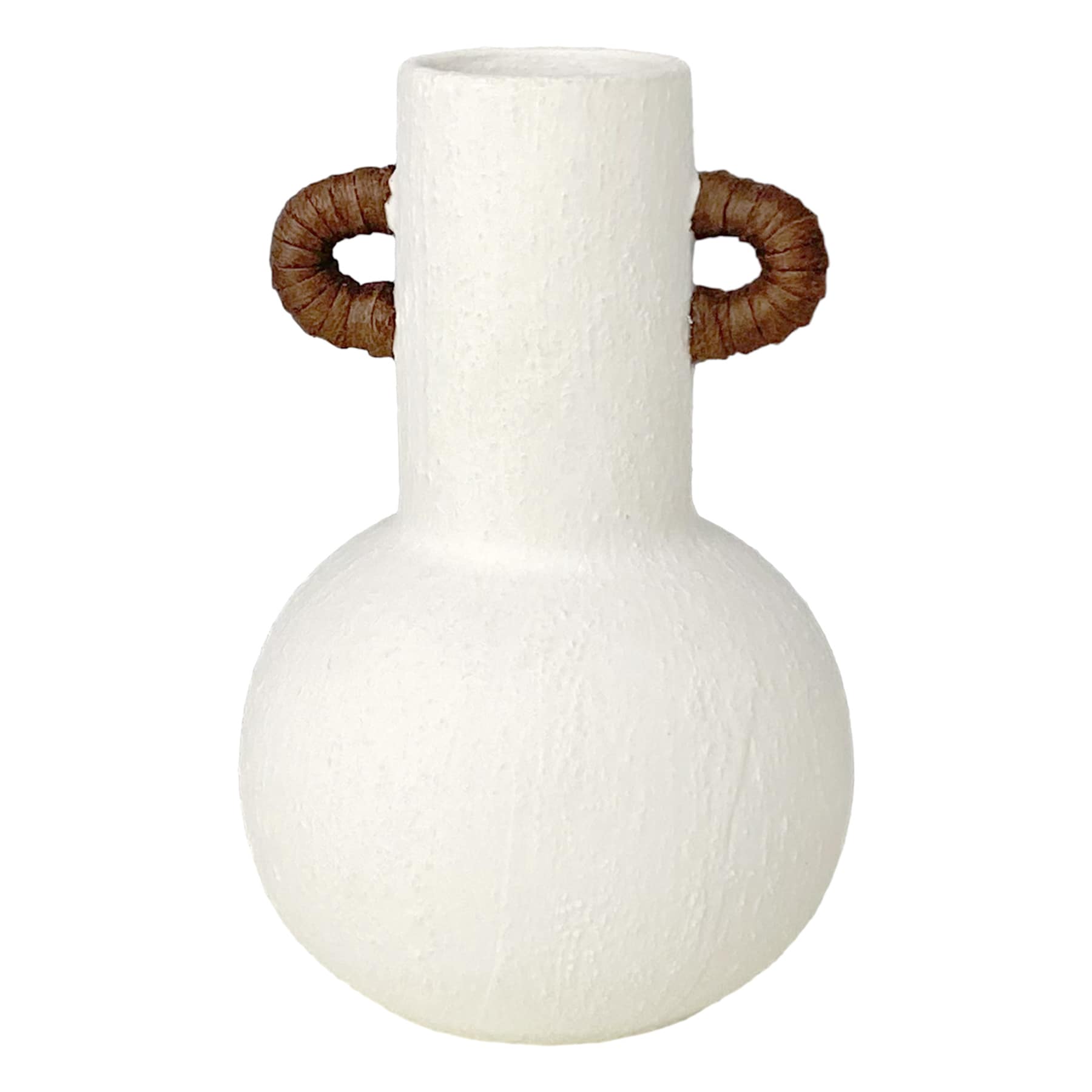 Found & Fable White Vase With Wrapped Handle, 6"