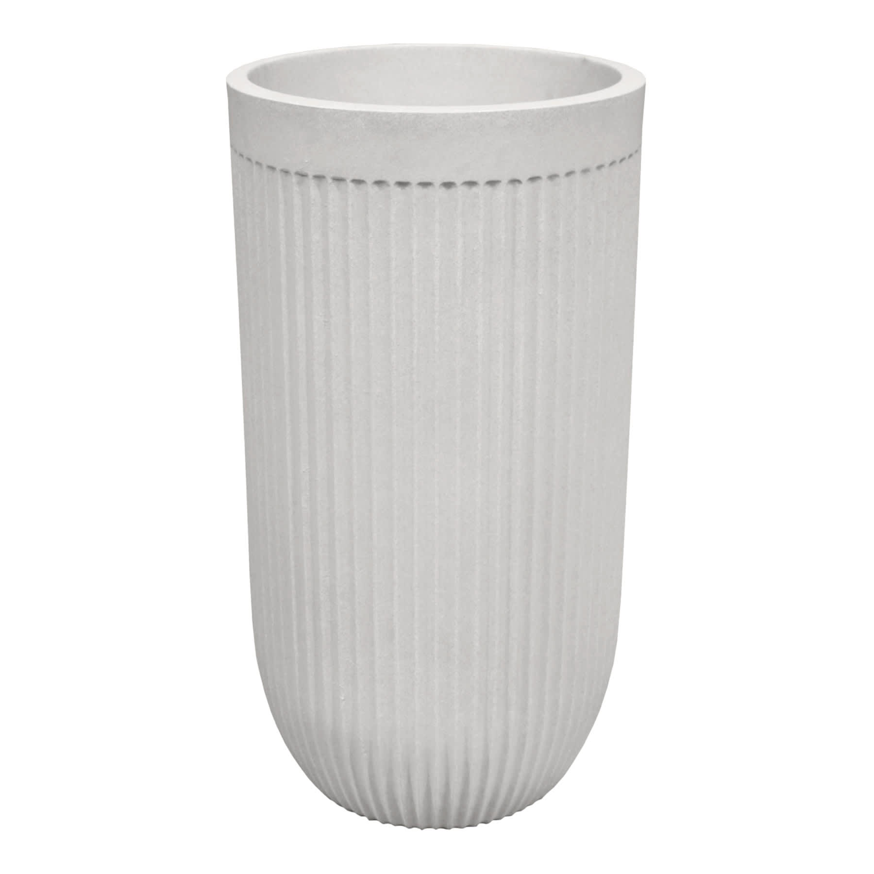Japi Off-White Fluted Tall Outdoor Planter, Large