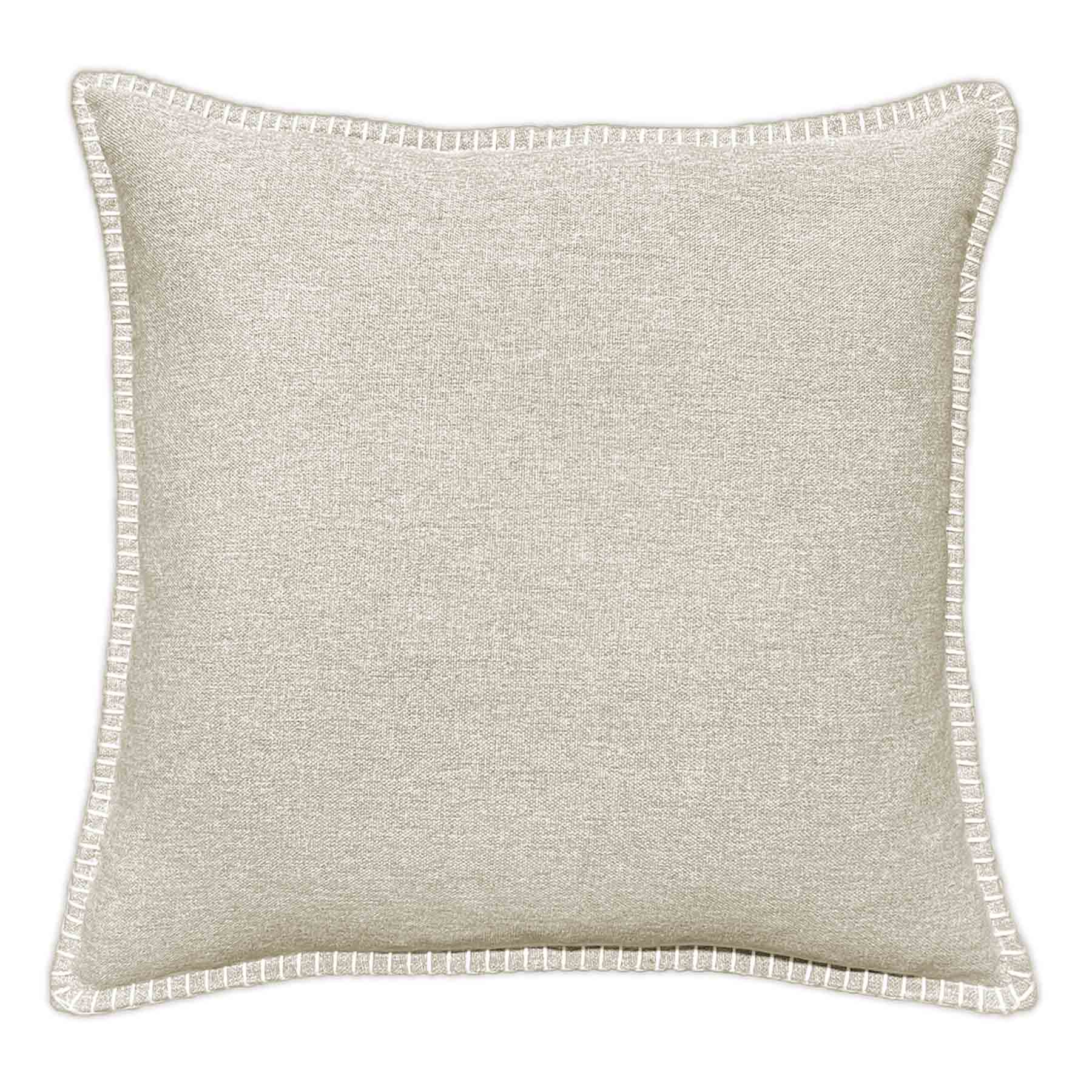 Taupe Heathered Whip Stitch Feather Filled Throw Pillow, 18"
