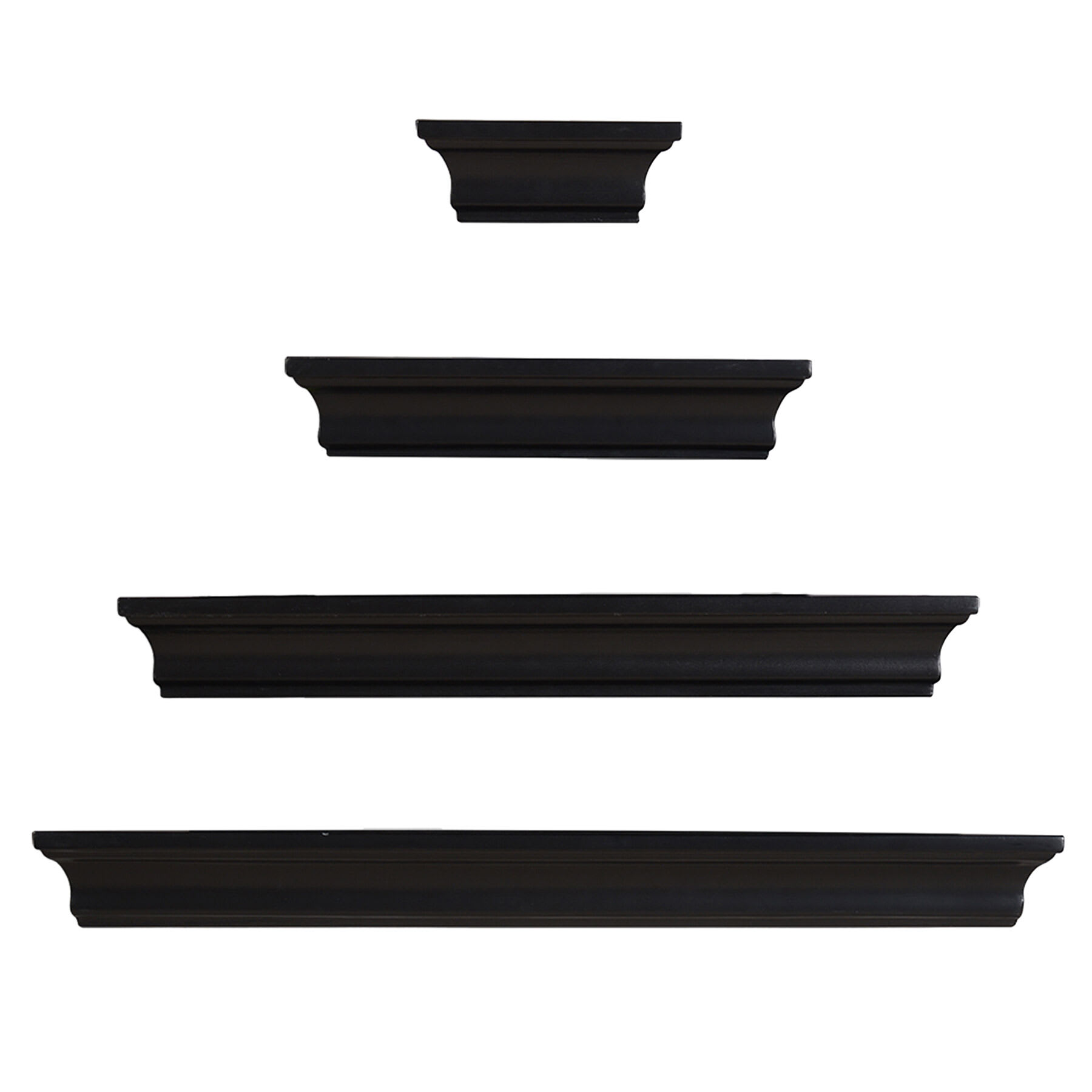 Kate 4-Piece Wooden Wall Ledge Set, Black