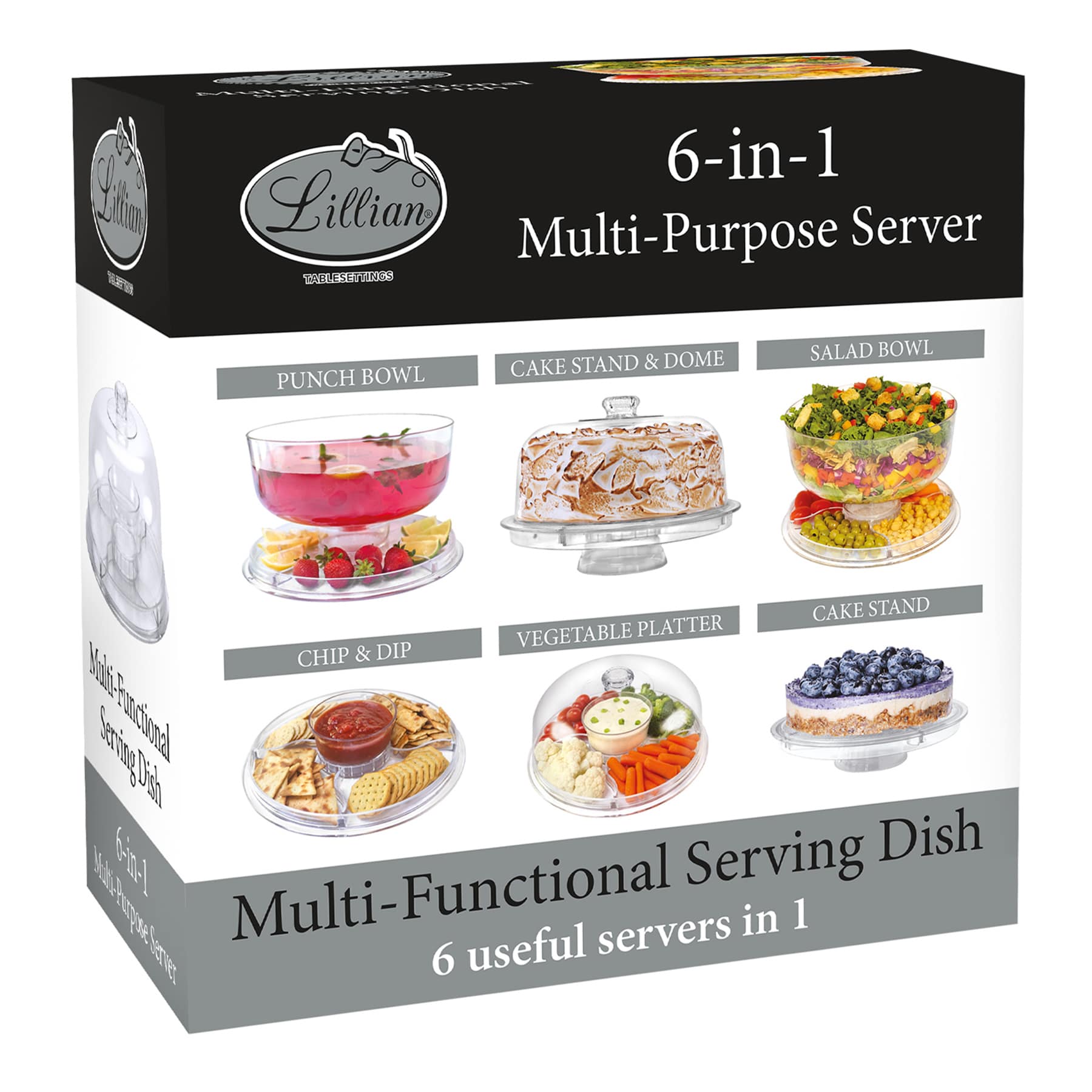 Clear Plastic Multi-Purpose 6-In-1 Server, 12.3x6.3