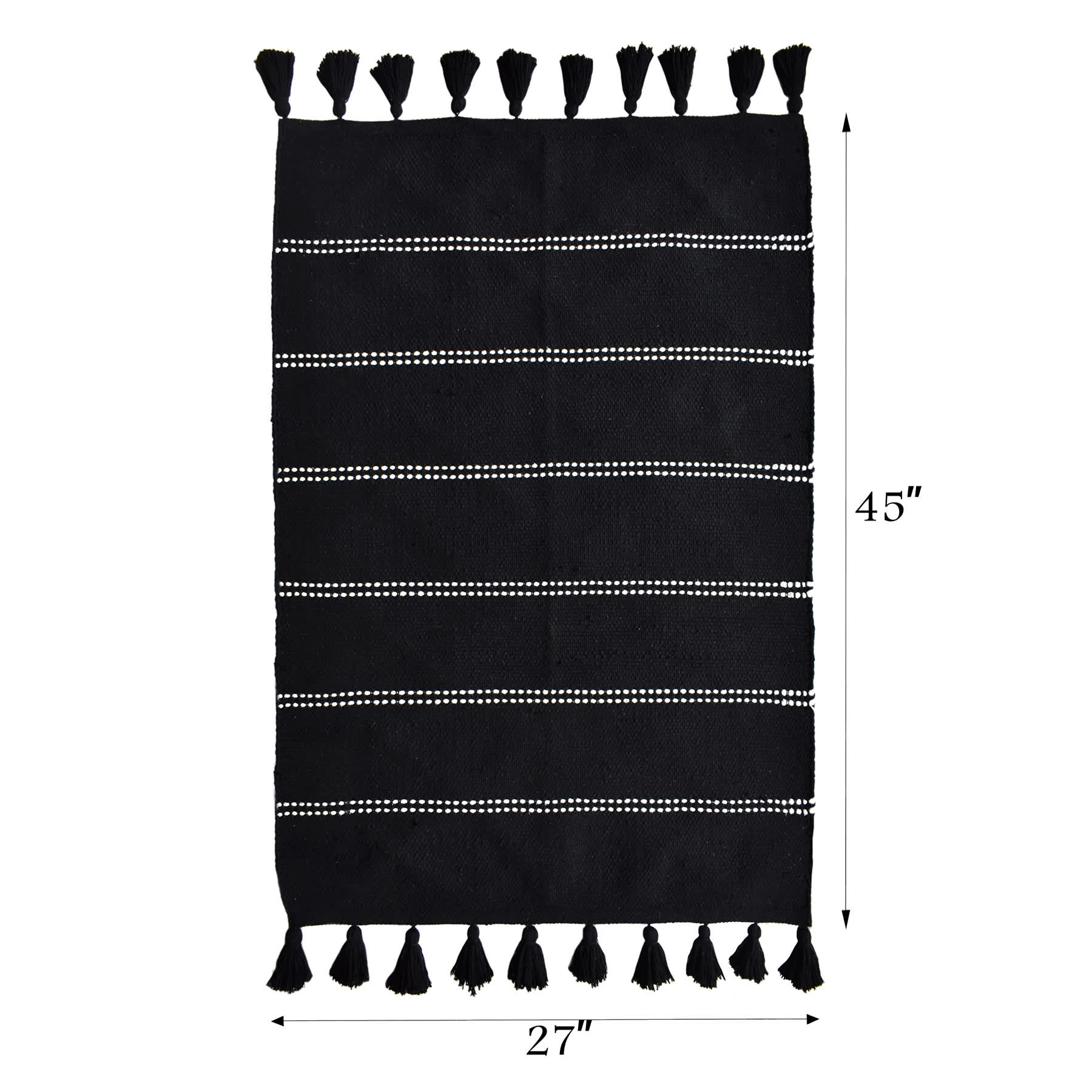 (D582) Honeybloom Black Striped Woven Accent Rug, 2x4