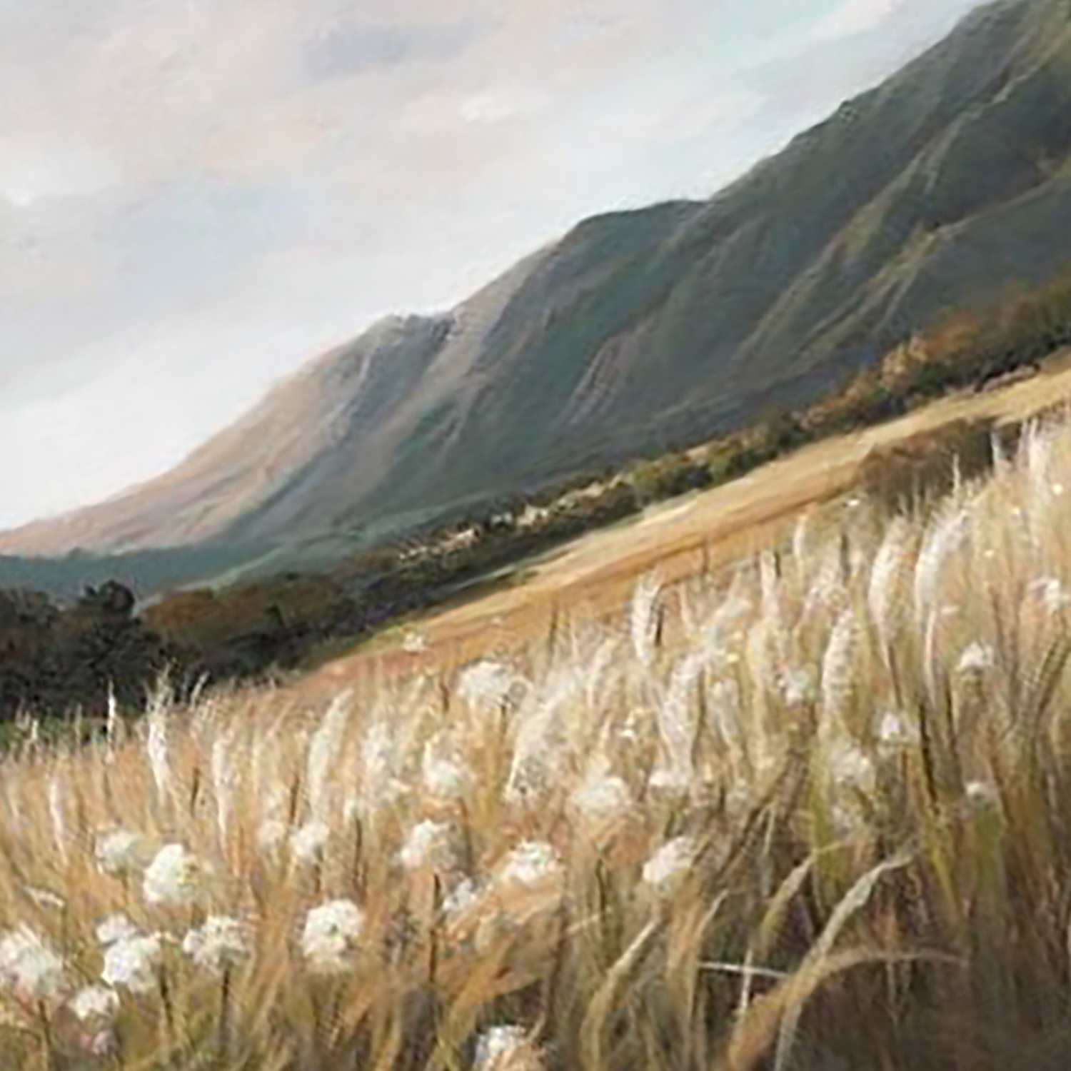 30X40 Meadow Mountain Scene Hand Paint Canvas Wall Art