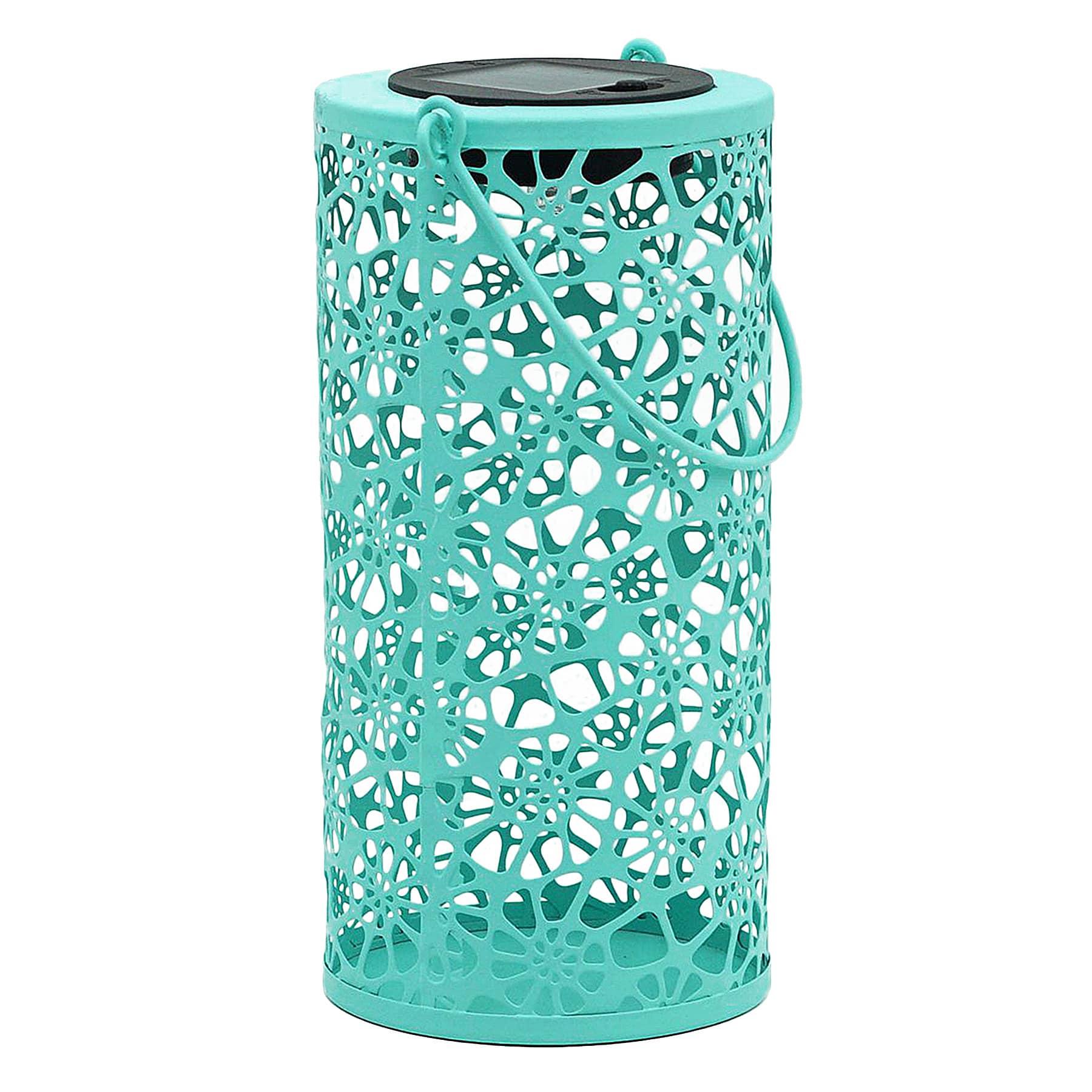 Blue Metal Solar Outdoor Lantern, 8"