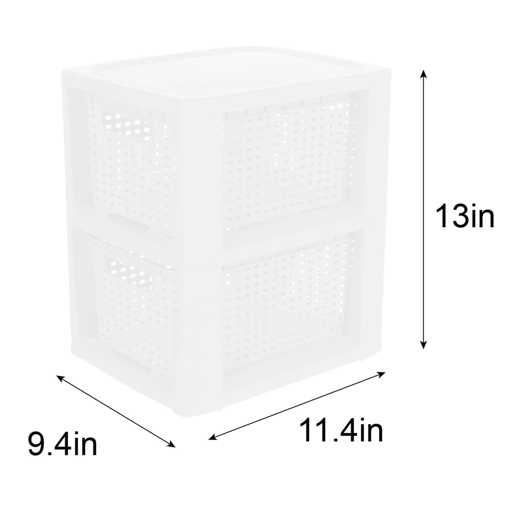 2-Layer Woven Drawer Set, White