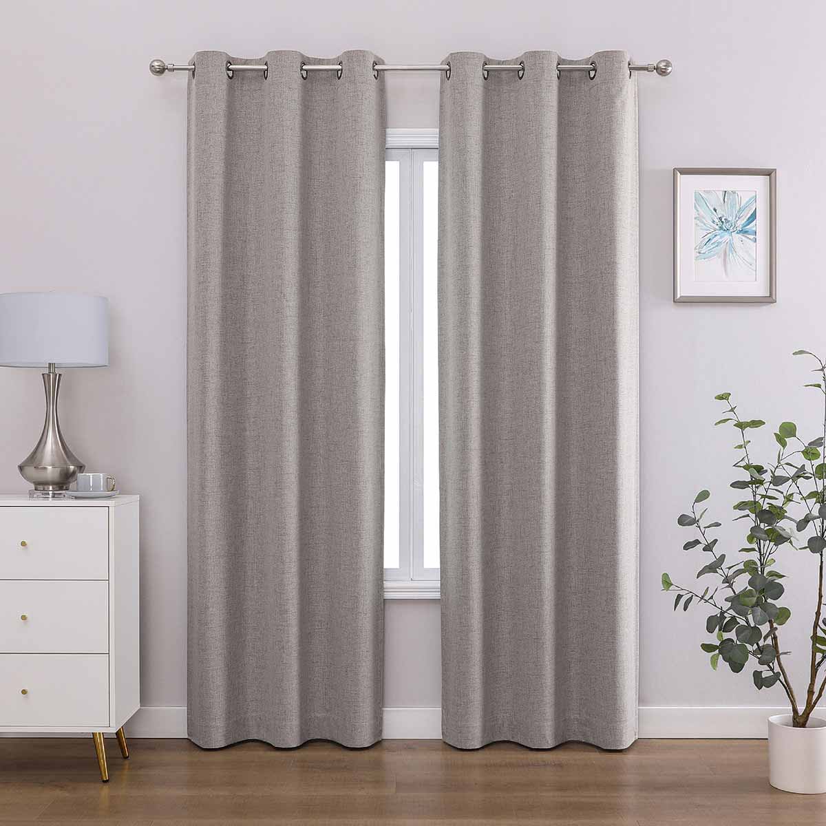 2-Pack Linen Magnetic Closure Blackout Curtain Panels, 84"