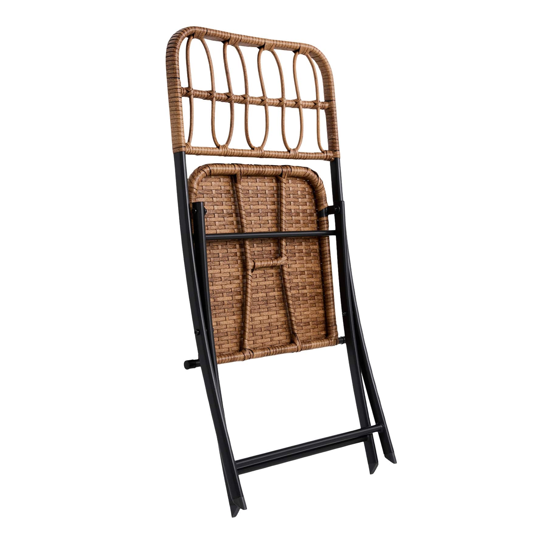 Found & Fable Wicker Open Weave Patio Folding Chair, Natural