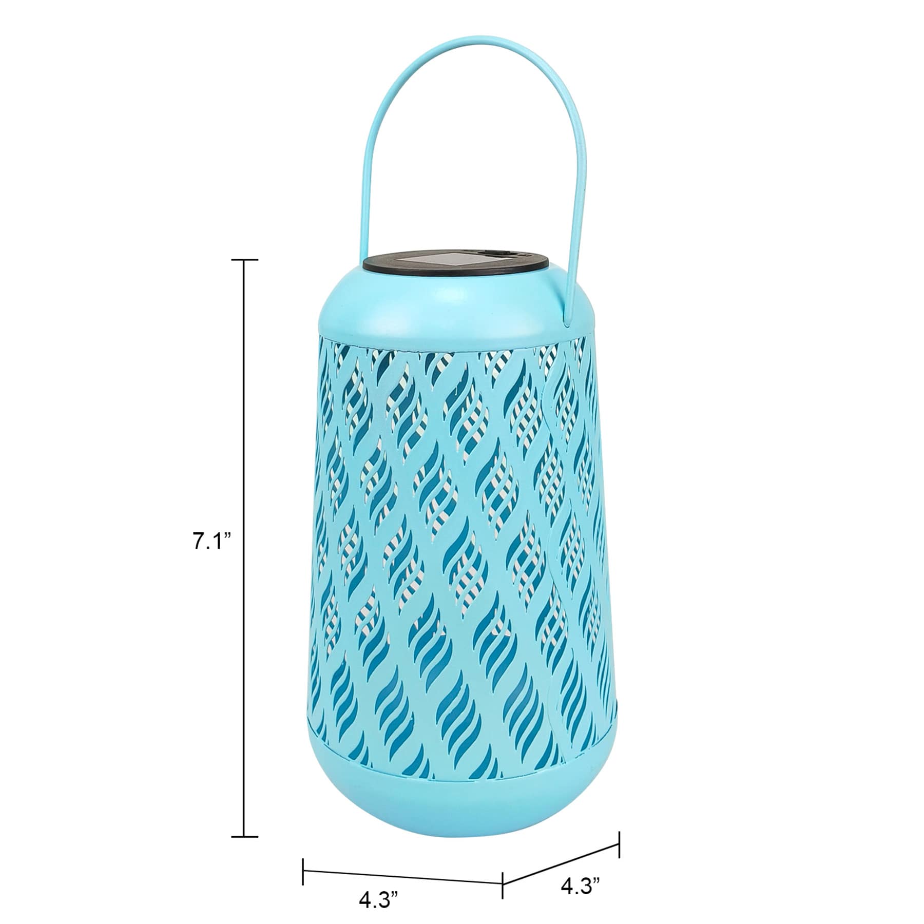 Blue Geometric Cutout Outdoor Lantern, 7"