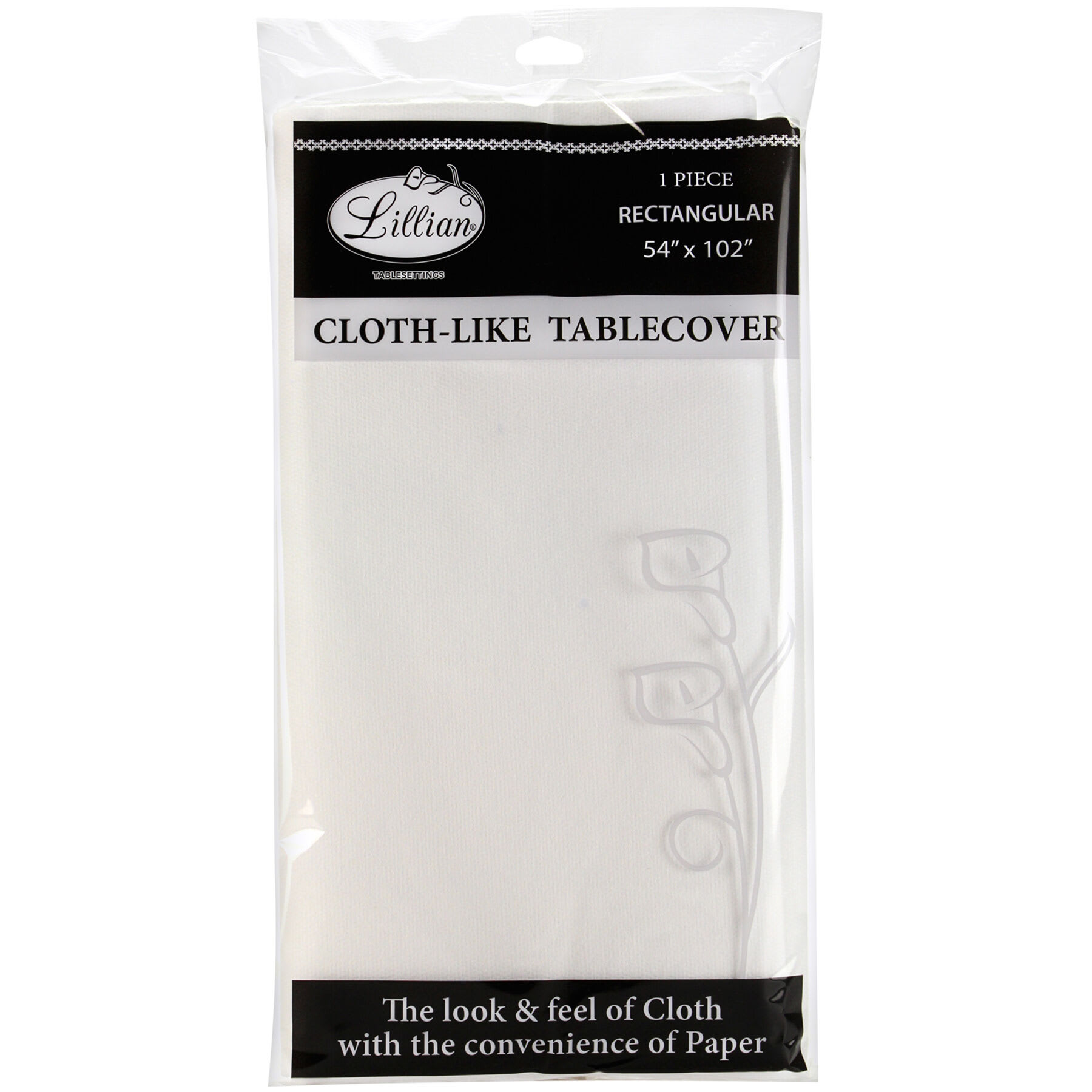Lillian Table Settings White Cloth-Like Table Cover, 54x102