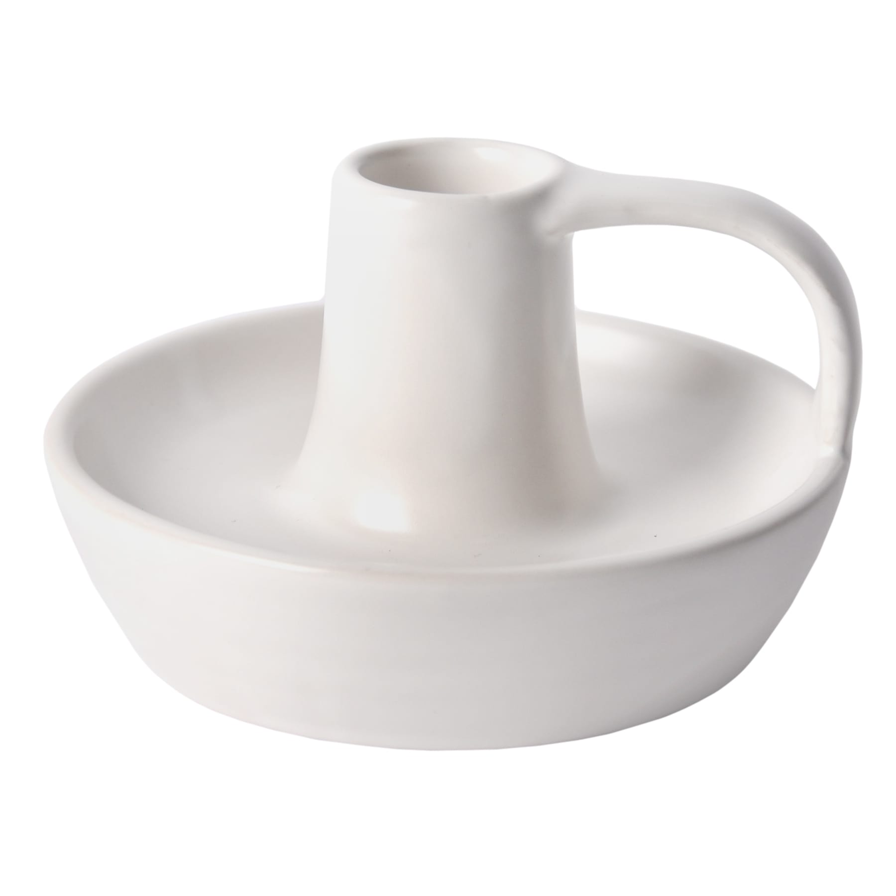 Honeybloom White Ceramic Taper Candle Holder, 2.6"