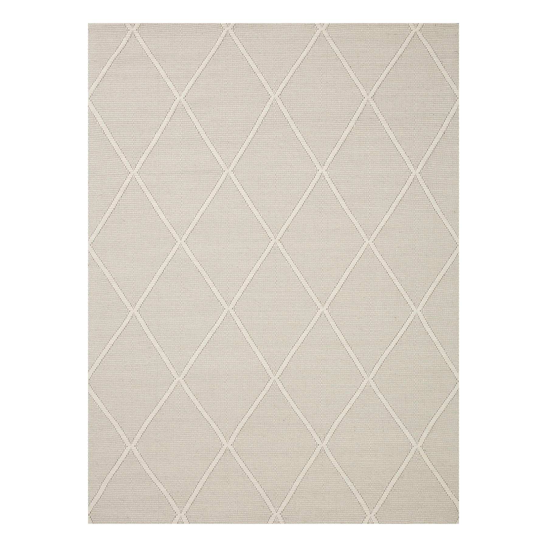(B782) Wesley White Diamond Design Area Rug, 8x10