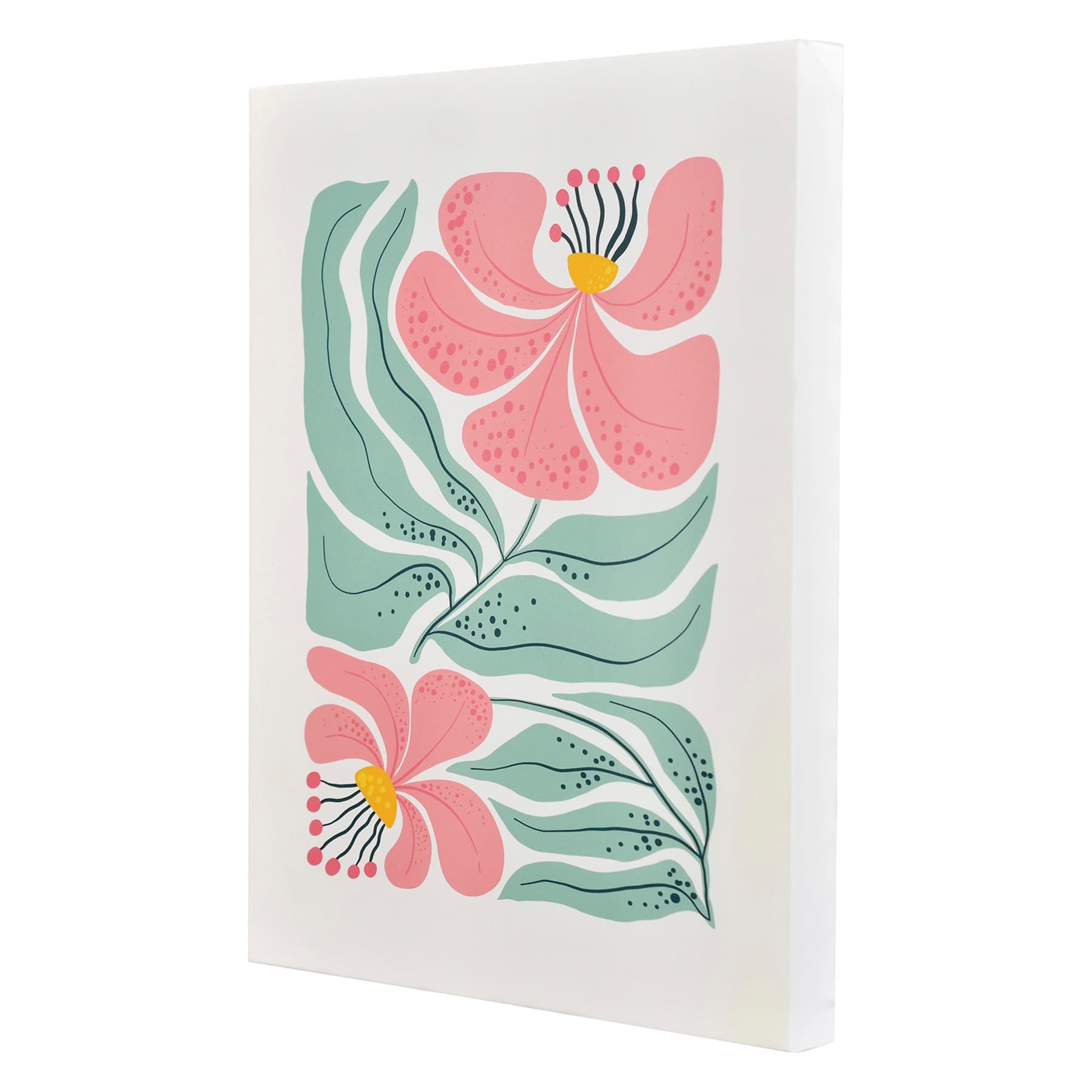Pink Flowers Canvas Wall Art, 12x16