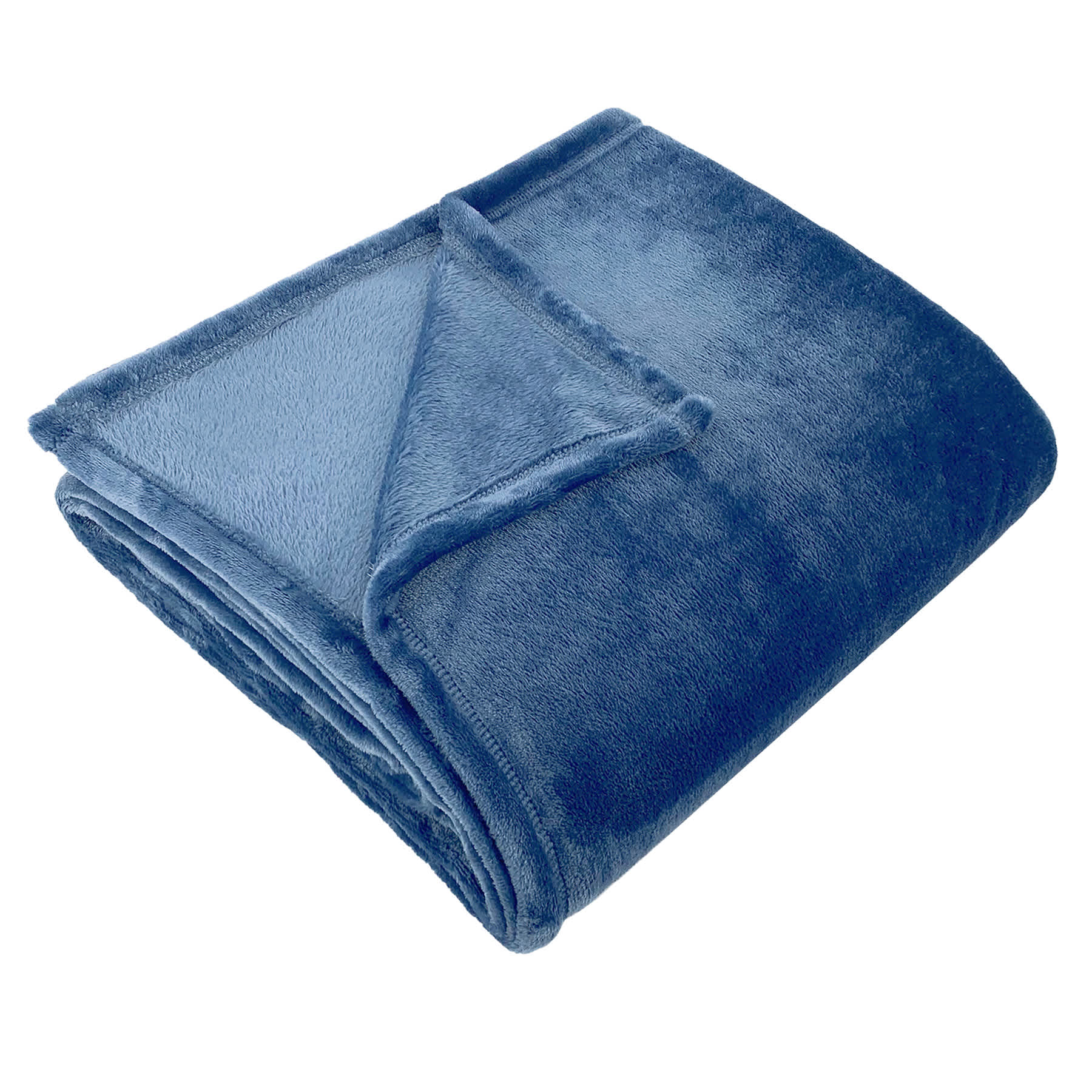 Navy Blue Plush Bed Blanket, Twin