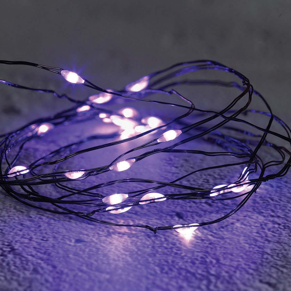 30-Count Battery Operated Purple LED Wire Lights with 8 Functions Timer