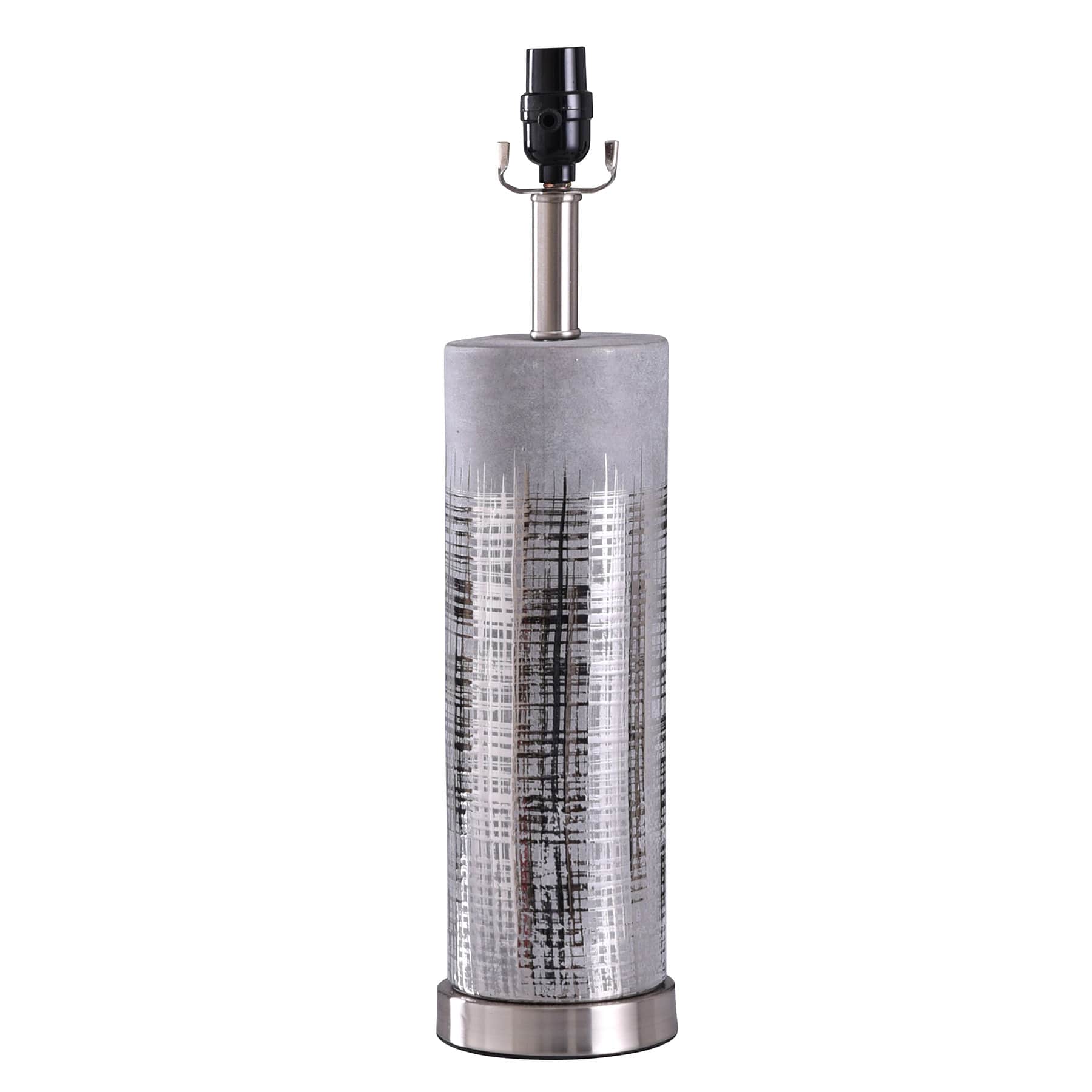 Silver Etched Ceramic Medium Table Lamp Base, 21"