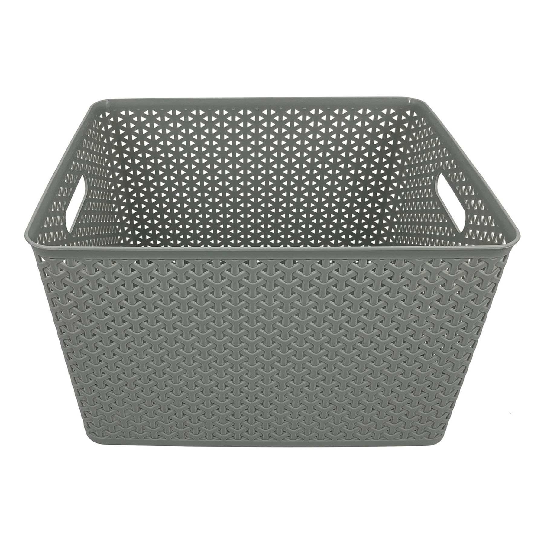 Light Grey Y-Weave Storage Basket, Medium