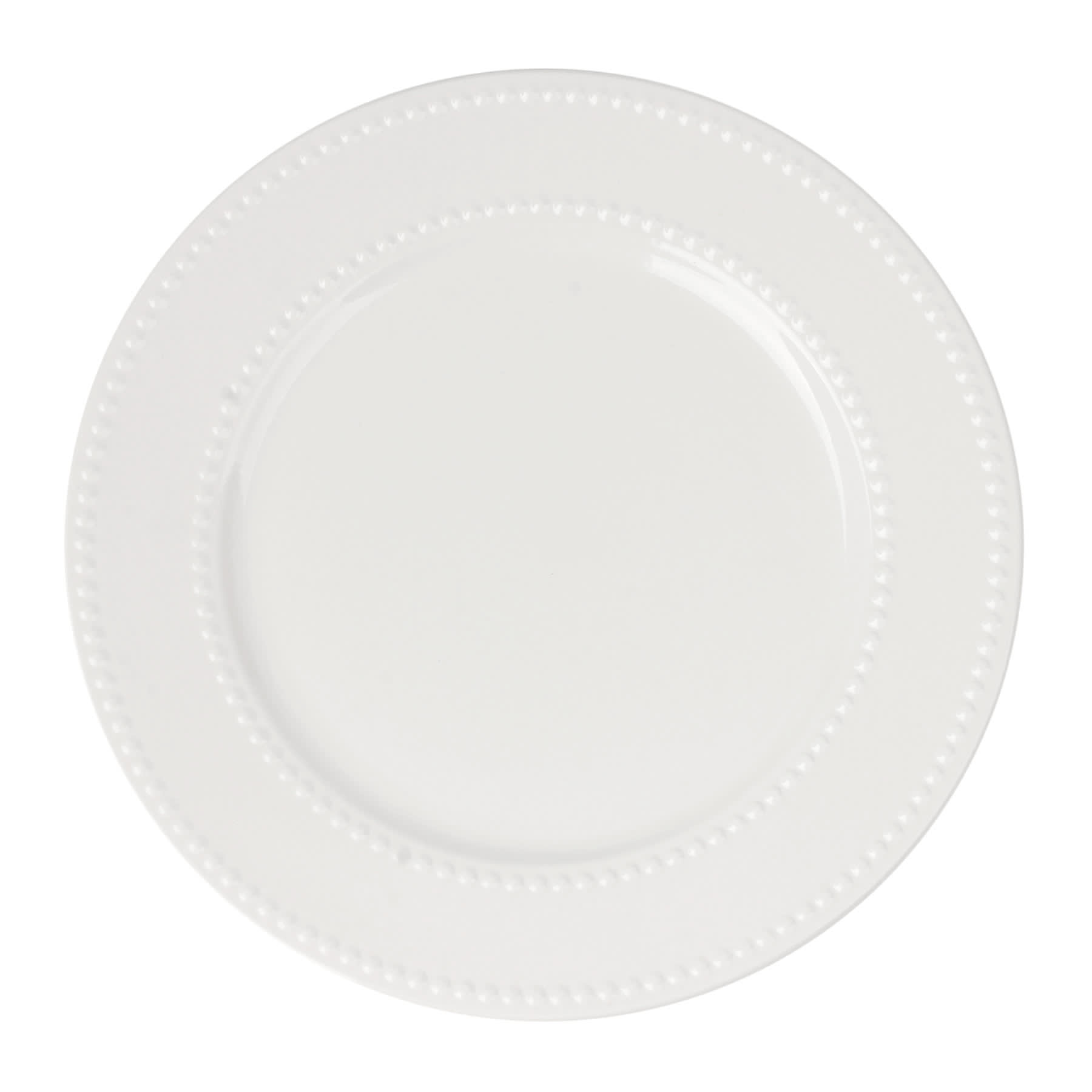 Providence White Beaded Dinner Plate