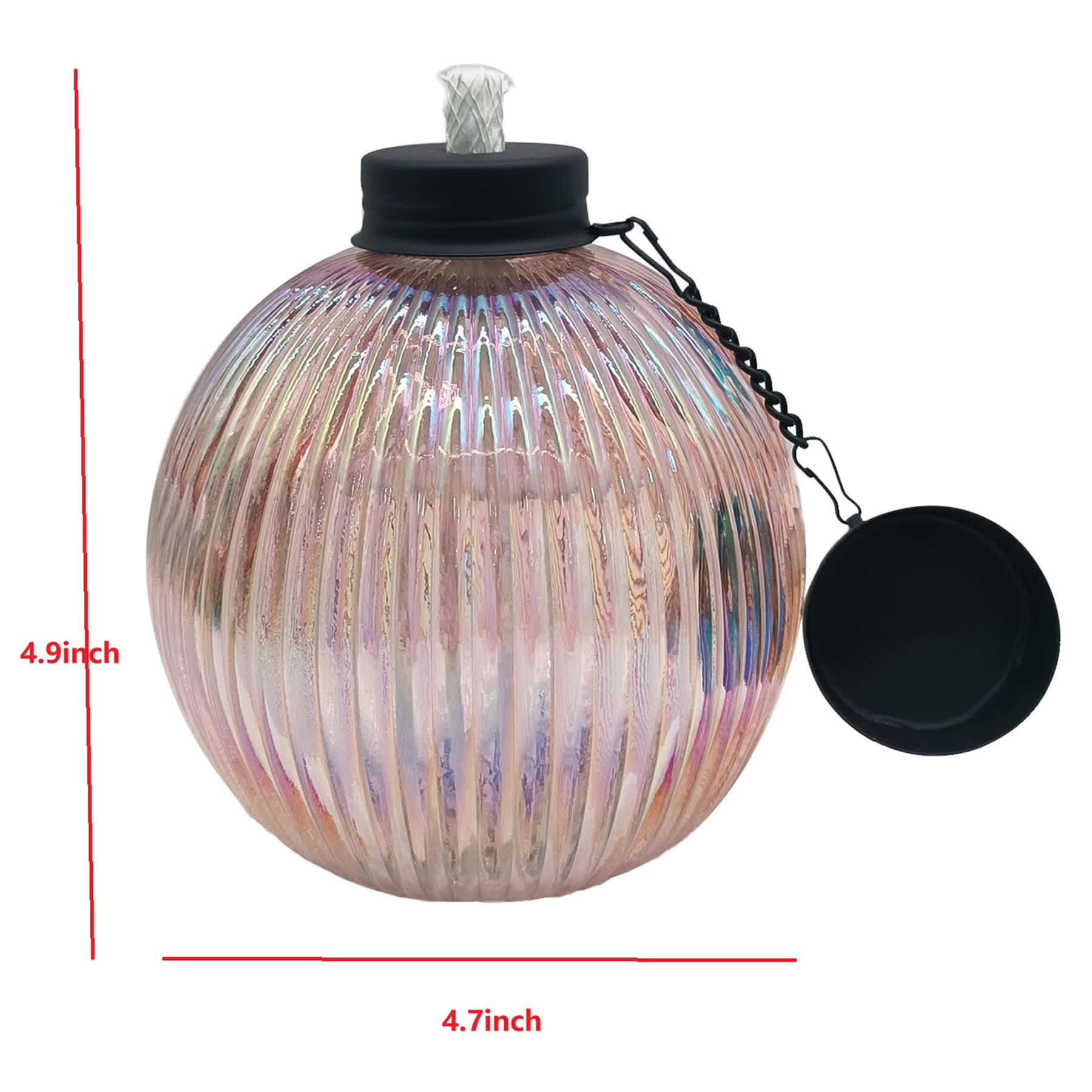 Pink Iridescent Glass Table Torch
