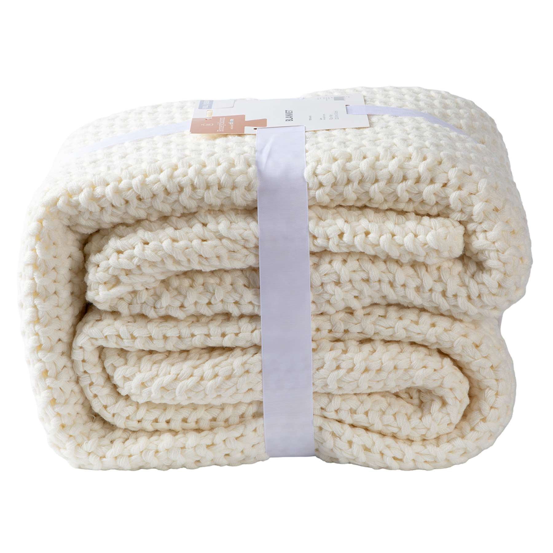 Honeybloom Ivory Sweater Knit Bed Blanket, Full/Queen