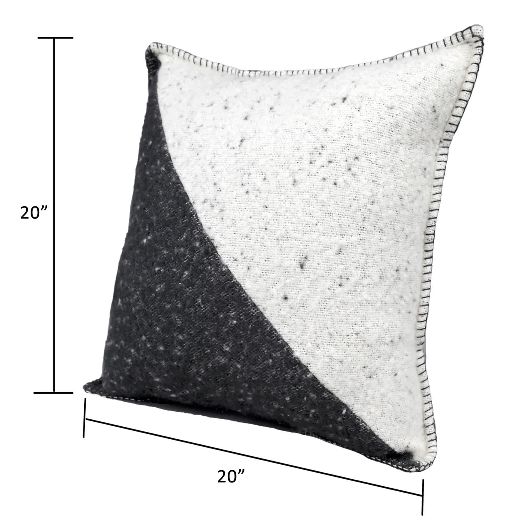 Ty Penningon Dark Grey & White Faux Wool Throw Pillow, 18"