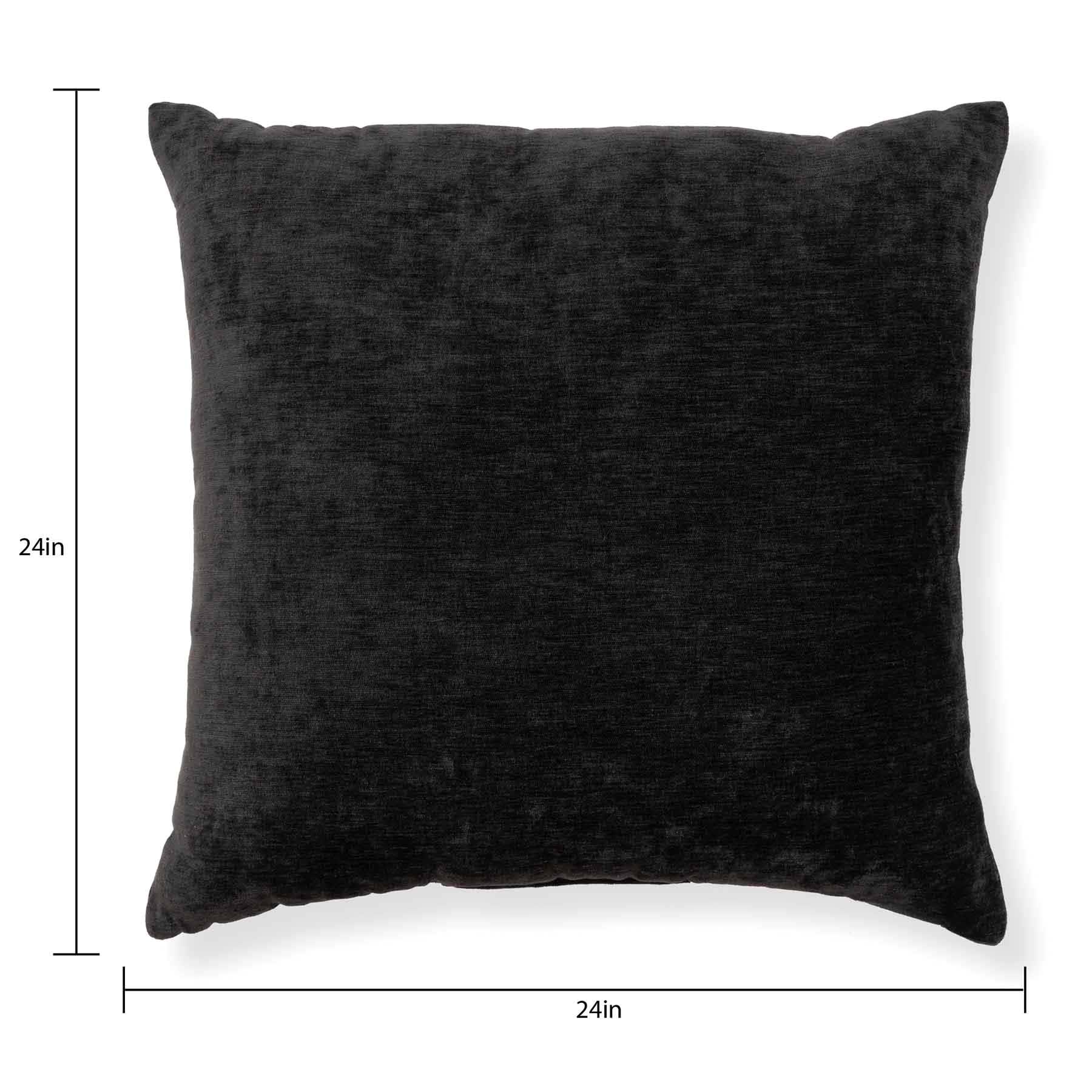 Reese Black Chenille Throw Pillow, 24"