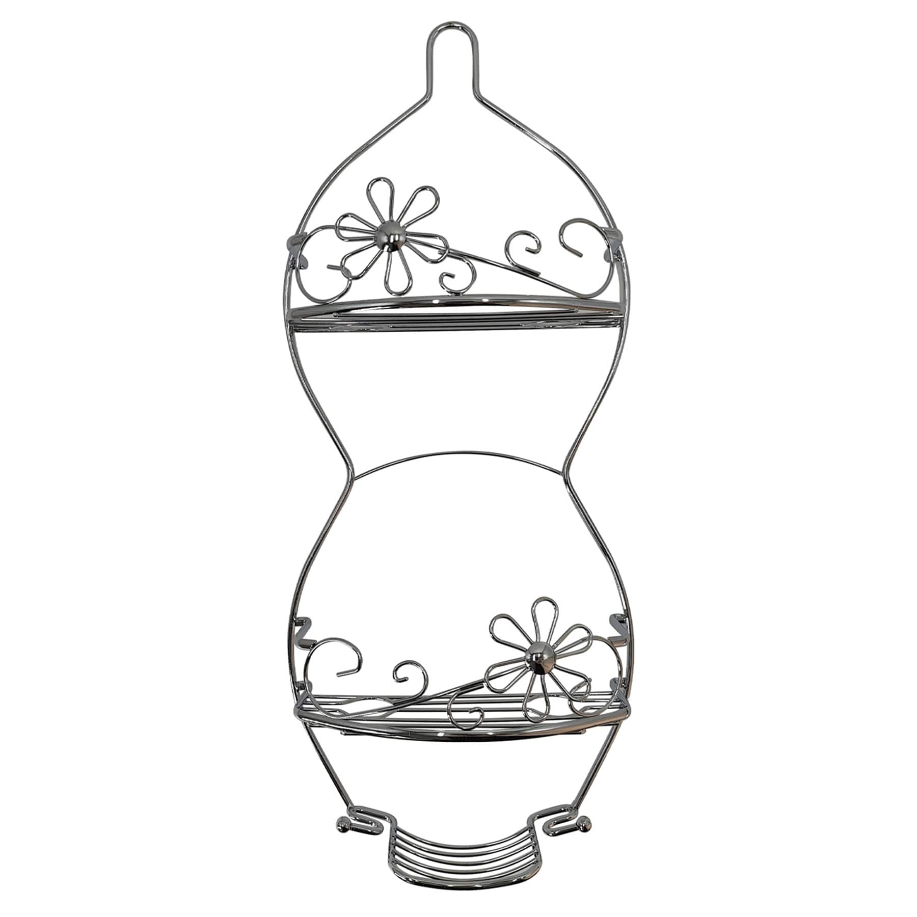 Grey Metal Floral Shower Caddy, 25.8"