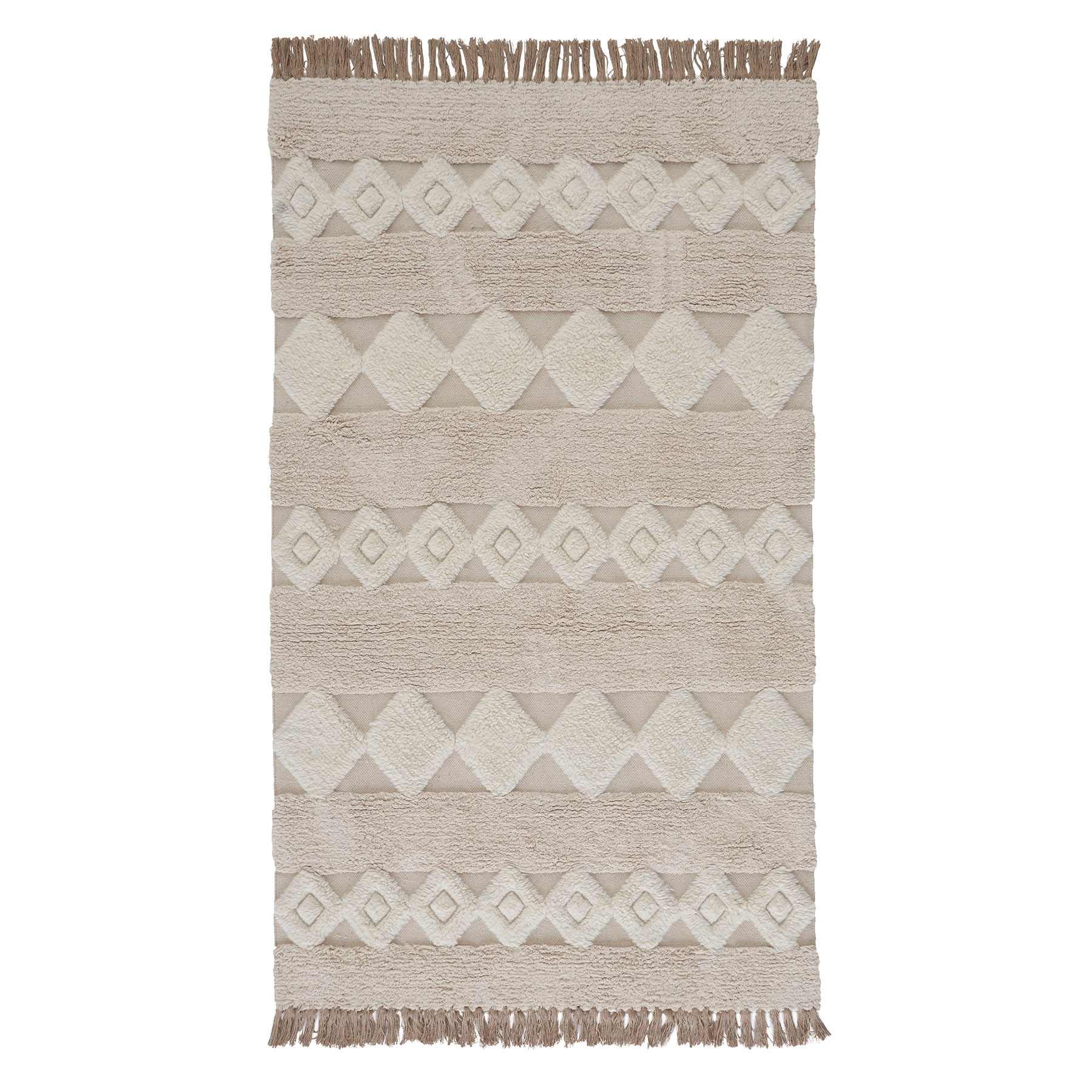 (B690) St. Marco Ivory Flatweave Diamond Design Area Rug, 8x10