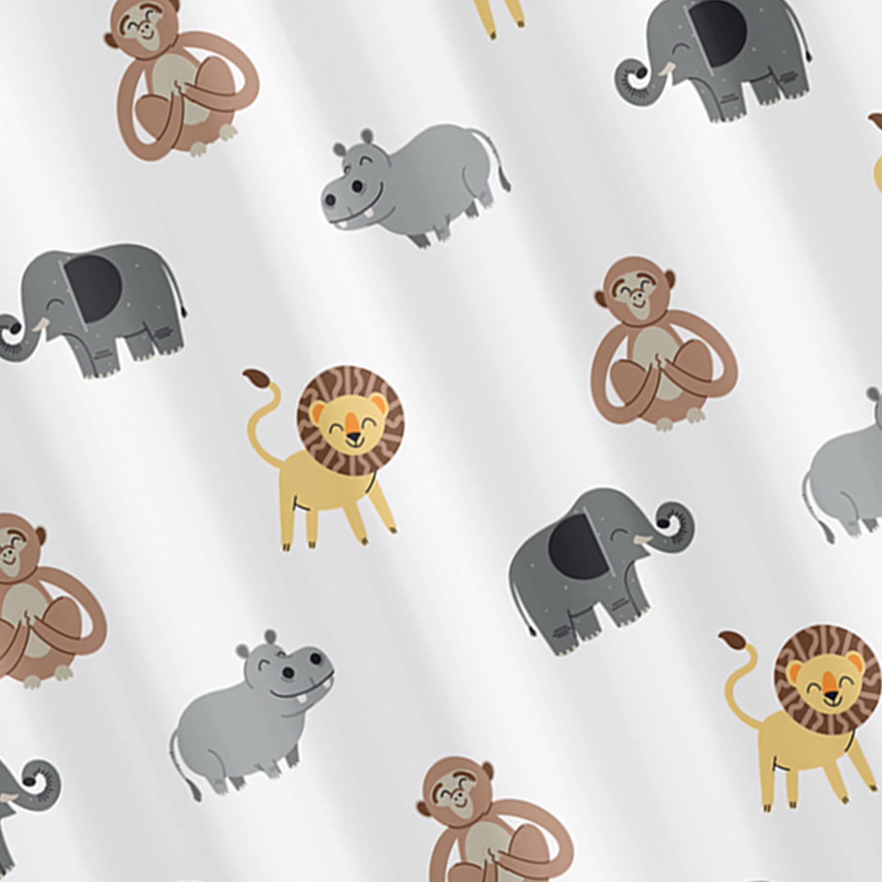 Tiny Dreamers Zoo Animals Printed Shower Curtain, 72"