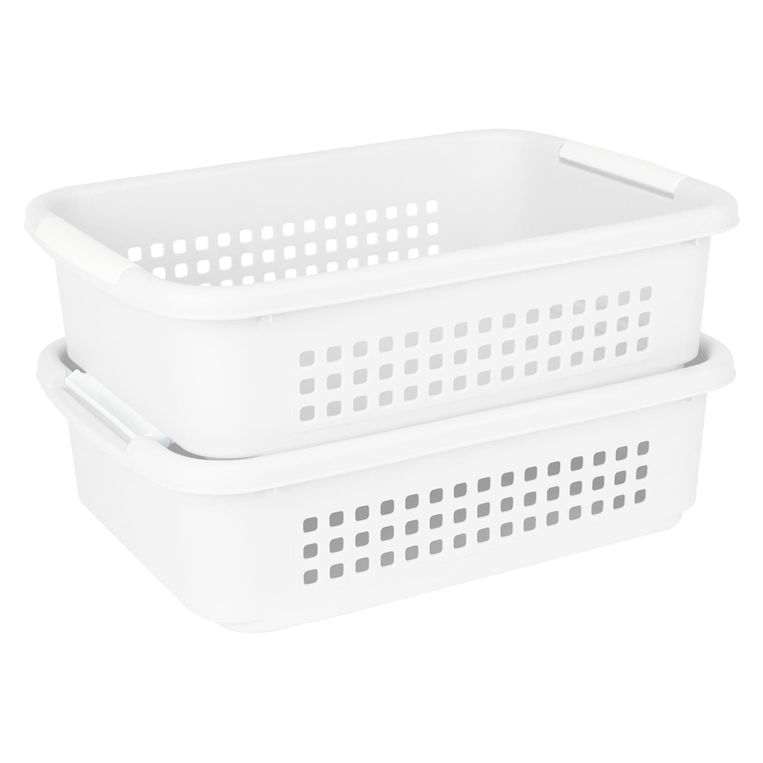2-Pack White Stacked Nest Storage Basket, Large