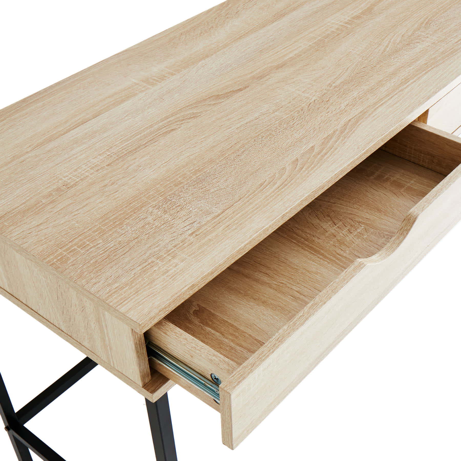 Honeybloom Burnaby Wood & Metal Desk, Natural Wood Finish