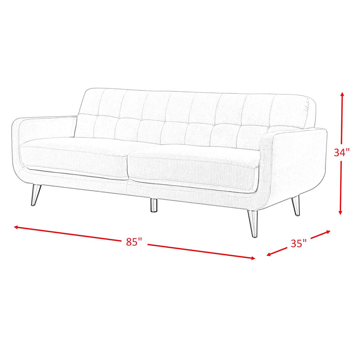 Crosby St. Hadley Tufted Back Sofa, Taupe