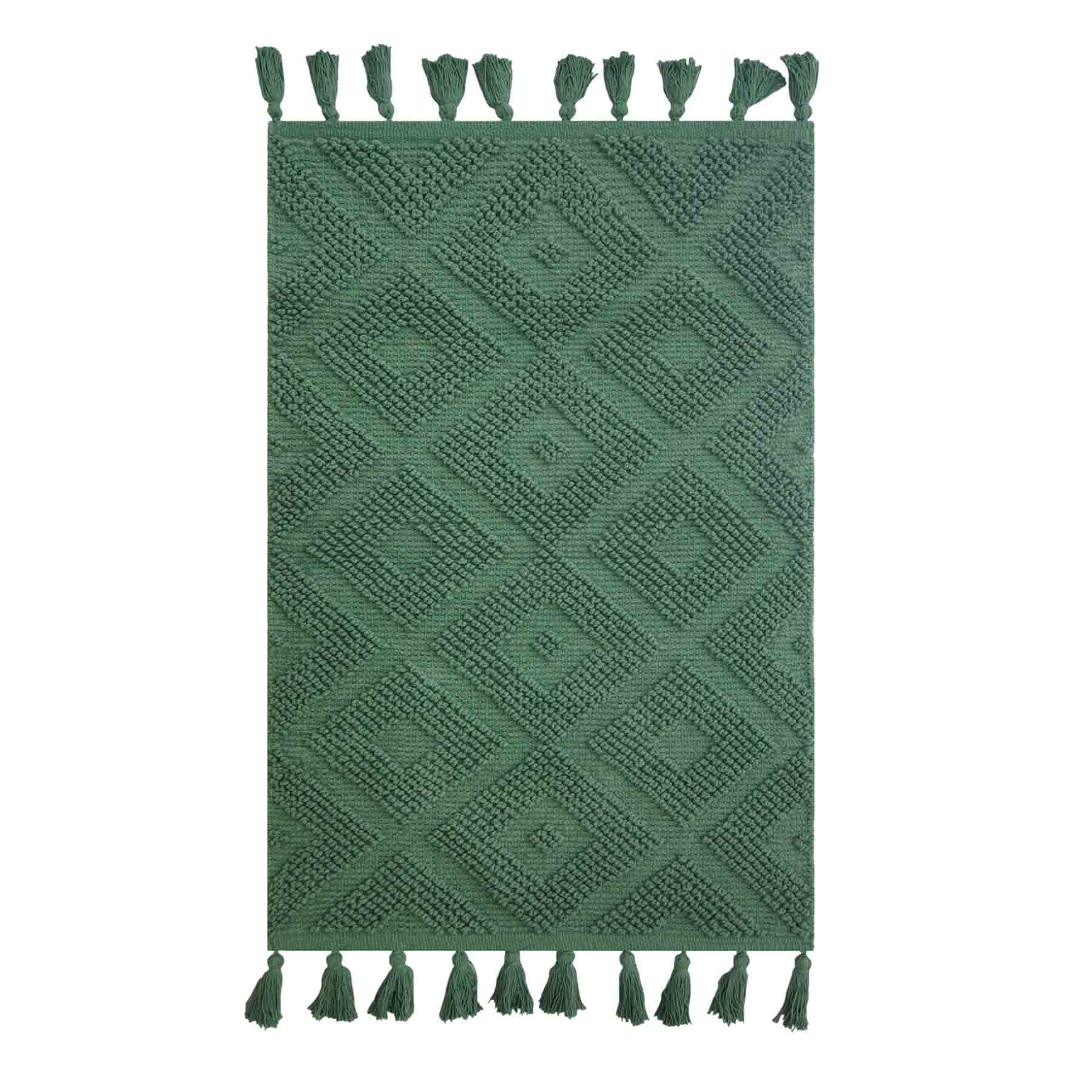 Green High-Low Diamond Handwoven Accent Rug, 27x45