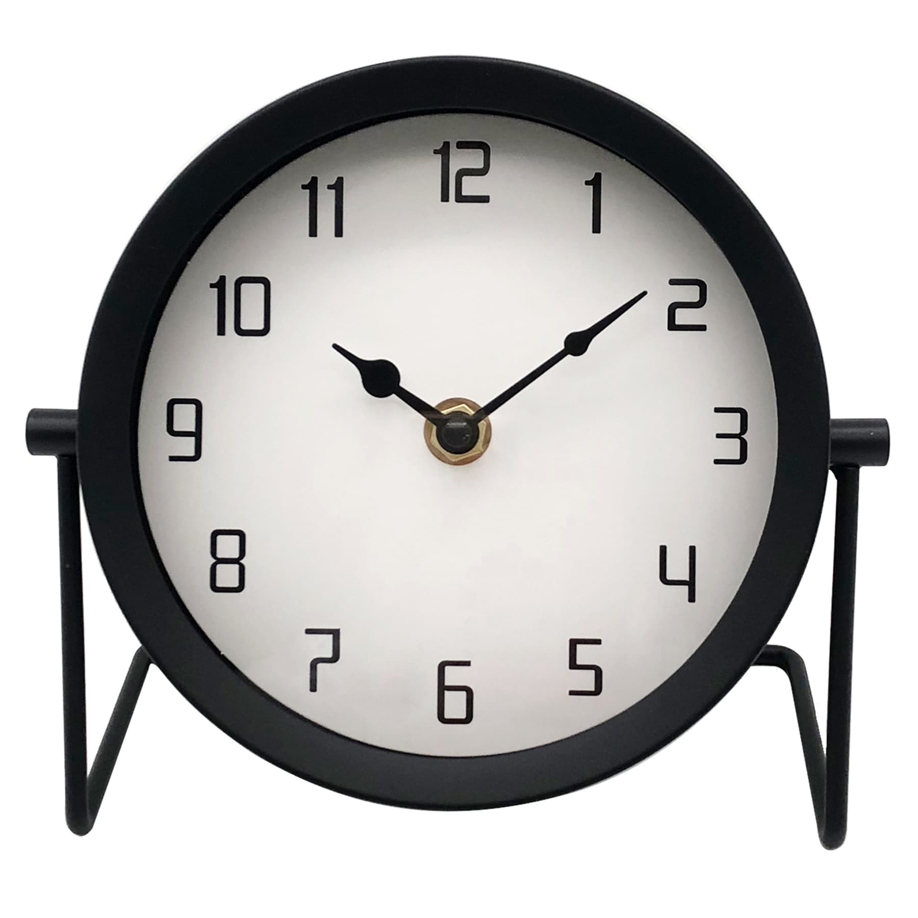 Black Metal Table Clock, 6.5"