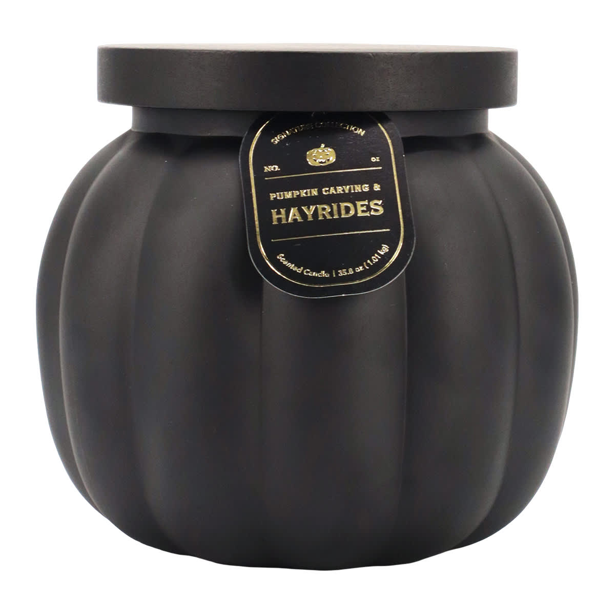 Pumpkin Carving & Hayrides Scented Black Pumpkin Jar Candle, 35.8oz