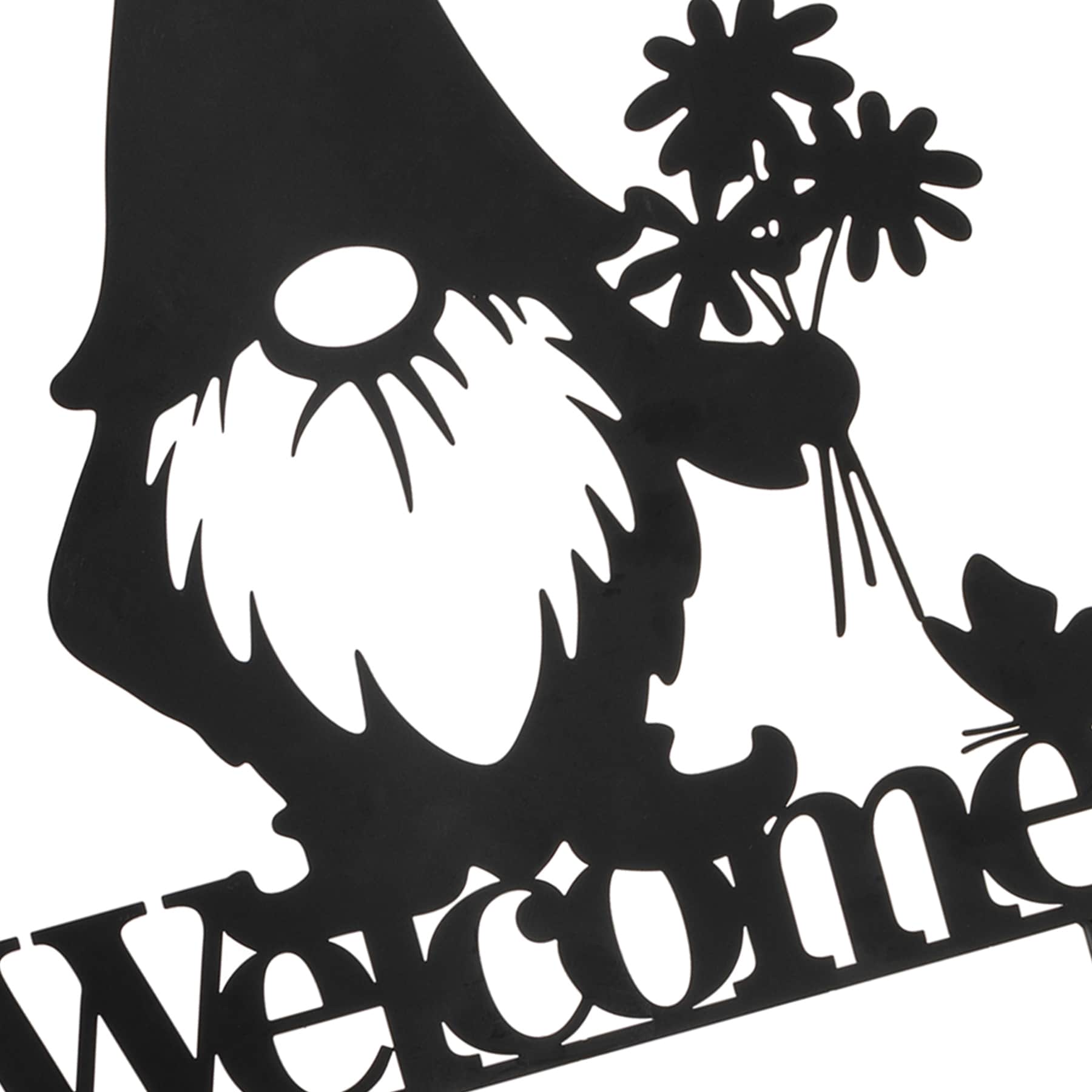 Welcome Black Metal Gnome Yard Stake, 23"