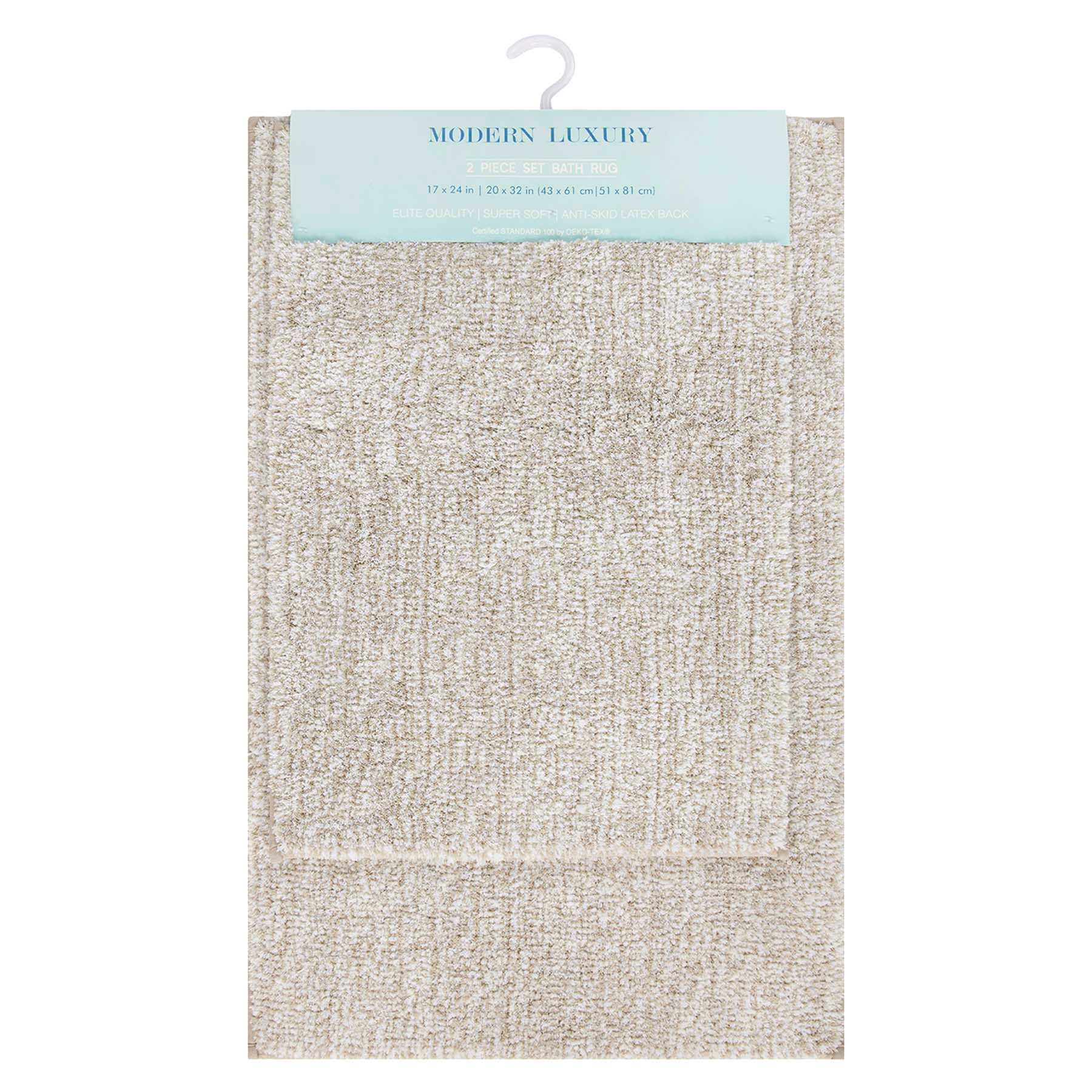 2-Piece Natural & White Tufted Bath Rug Set