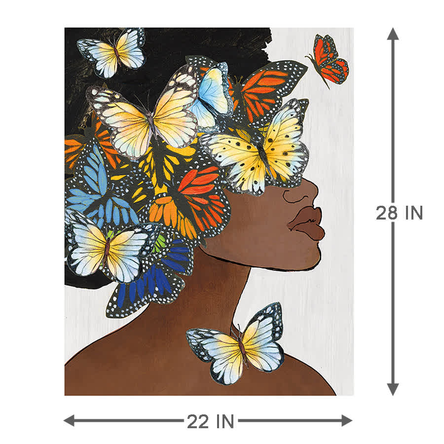 Glam Butterfly Lady Canvas Wall Art, 22x28
