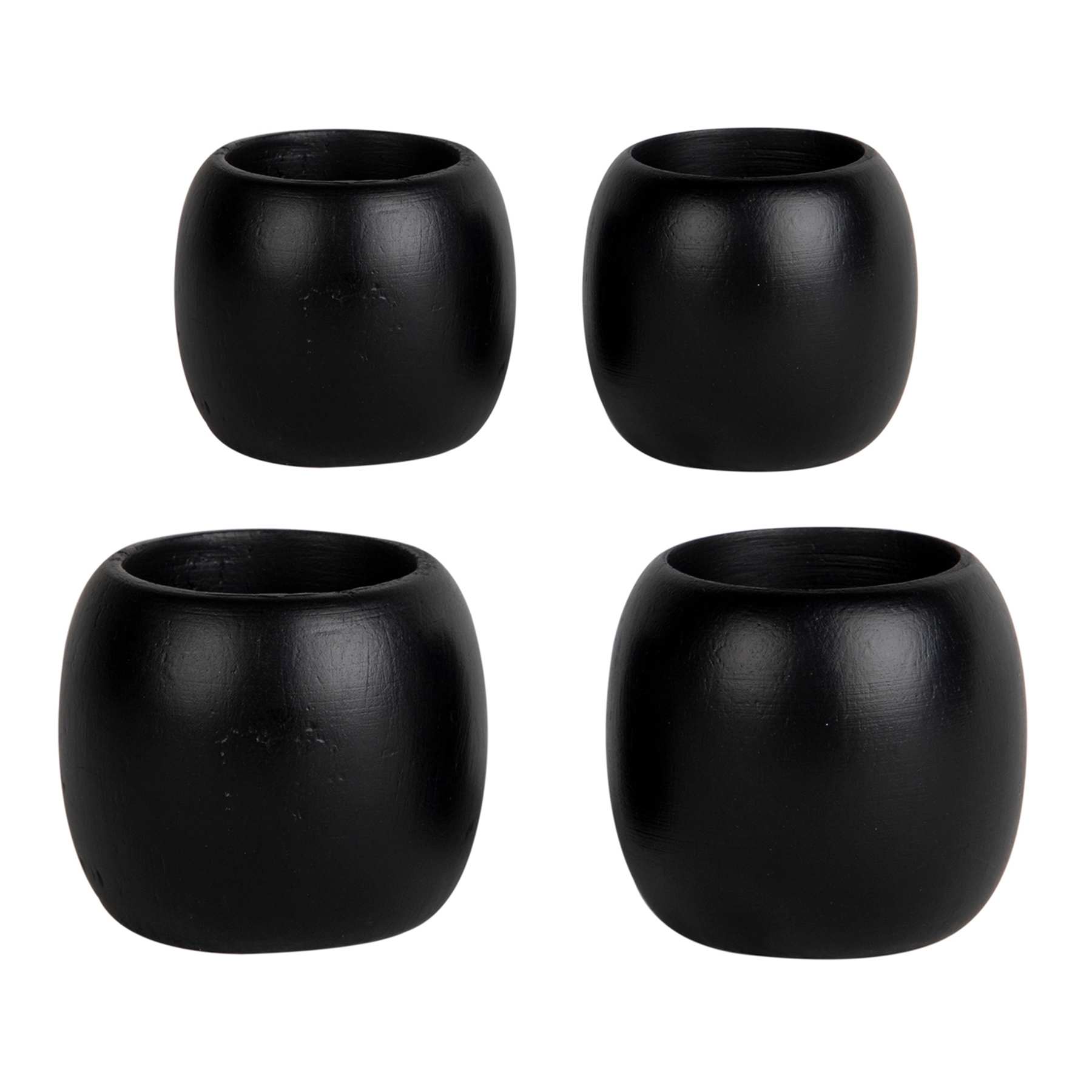 Set of 4 Black Wooden Napkin Rings