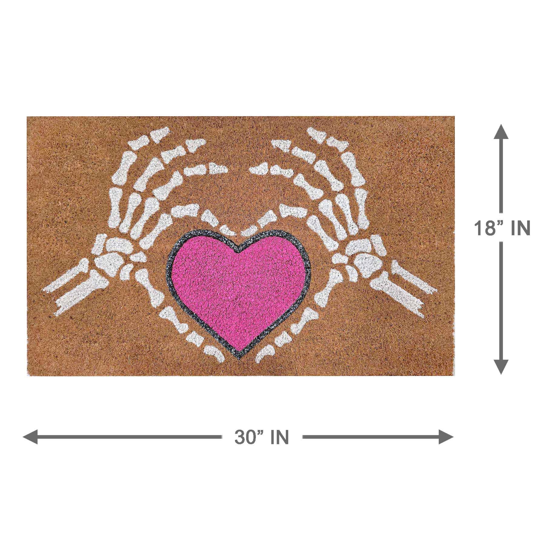 Hey Boo! Glittered Skeleton Hand & Heart Coir Mat, 18x30
