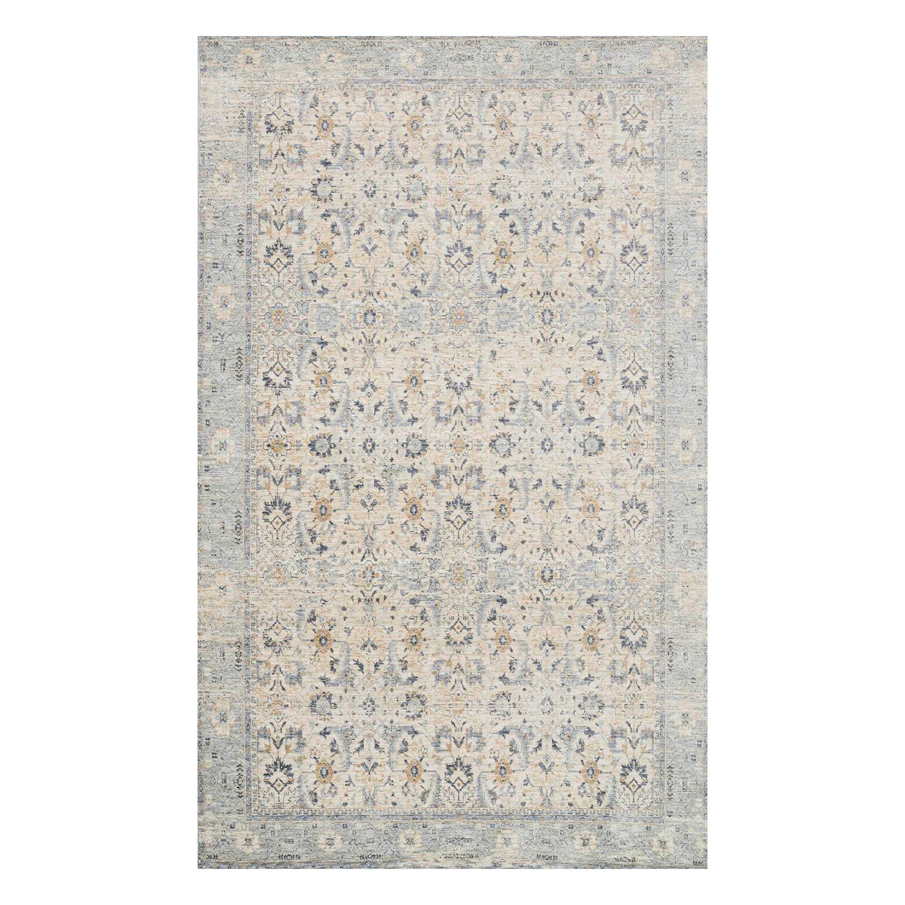 (A437) Honeybloom Penelope Distressed Look Grey Area Rug, 5x8